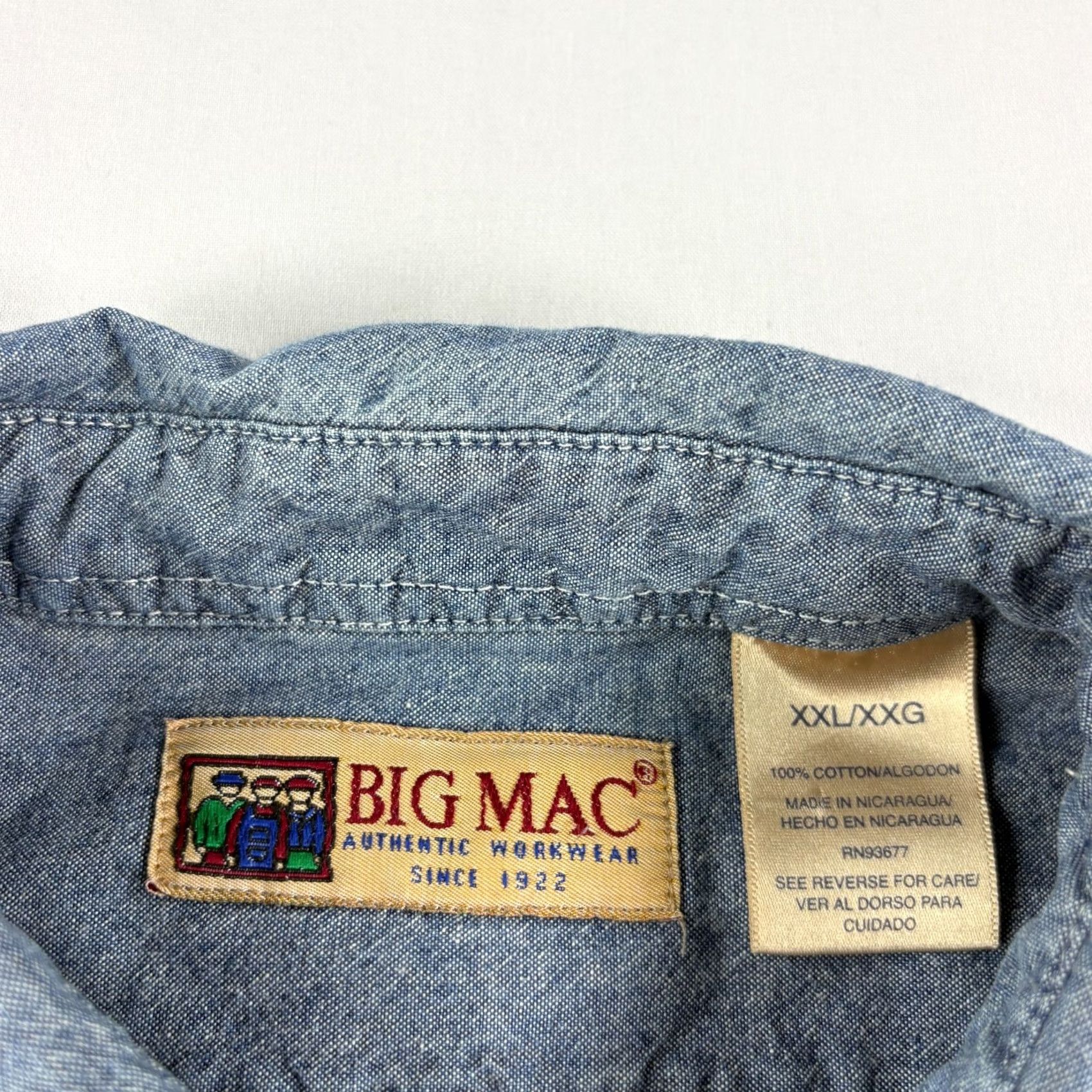 Vintage VINTAGE Big Mac Shirt Mens 2XL Blue Chambray Button-Up Short Sleeve Camp Shirt Mens 2XL Blue Chambray Button-Up Short Sleeve Camp Size US XXL / EU 58 / 5 - 3 Thumbnail
