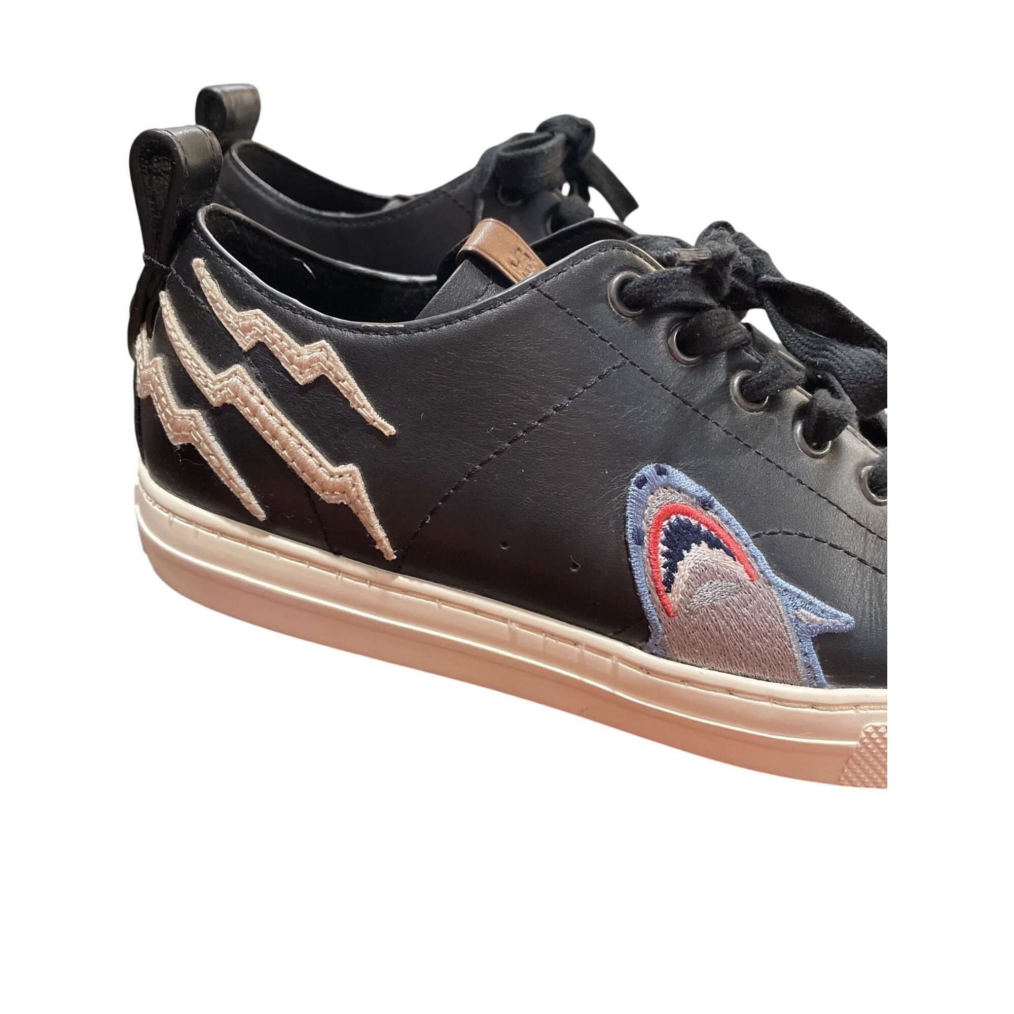 Coach Coach wms black leather low top shark embroided Lightning sn Size US 8 / IT 38 - 4 Thumbnail