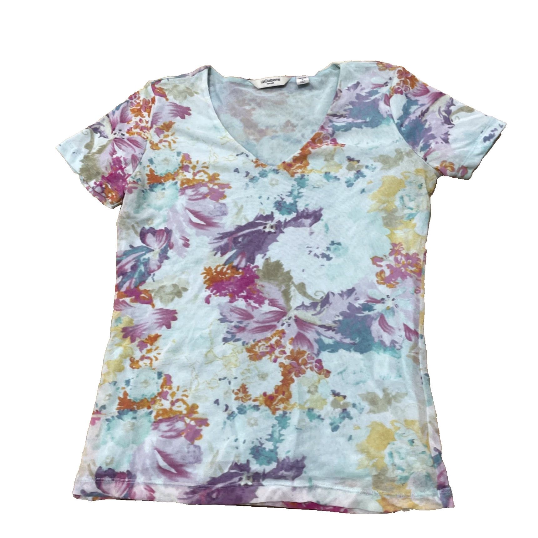 Liz Claiborne Liz Claiborne Hippie Floral Top Woman Petite S Blue Floral Stretch Layered Lined Shirt Womens Size S / US 4 / IT 40 - 2 Thumbnail