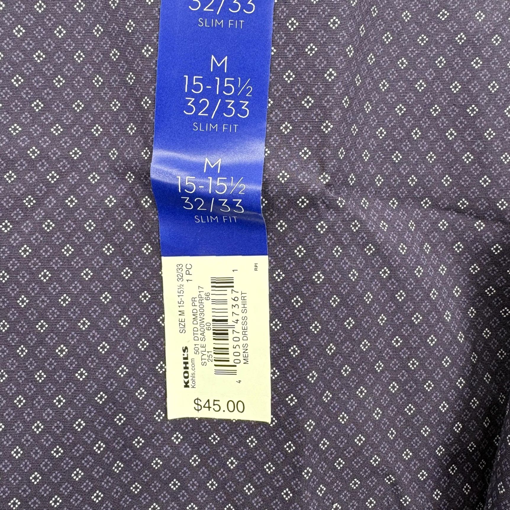 Apt. 9 APT 9 Premier Flex Shirt Mens Medium Purple Slim Fit Wrinkle Resistant Dress Shirt Size US M / EU 48-50 / 2 - 6 Thumbnail