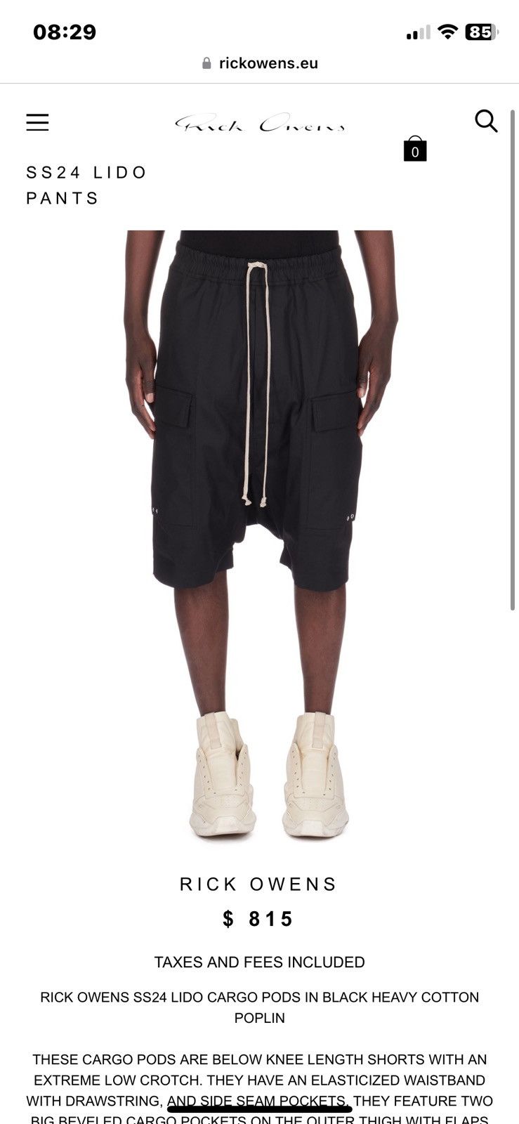 Rick Owens RICK OWENS CARGO SHORTS SS24 Size US 30 / EU 46 - 14 Thumbnail