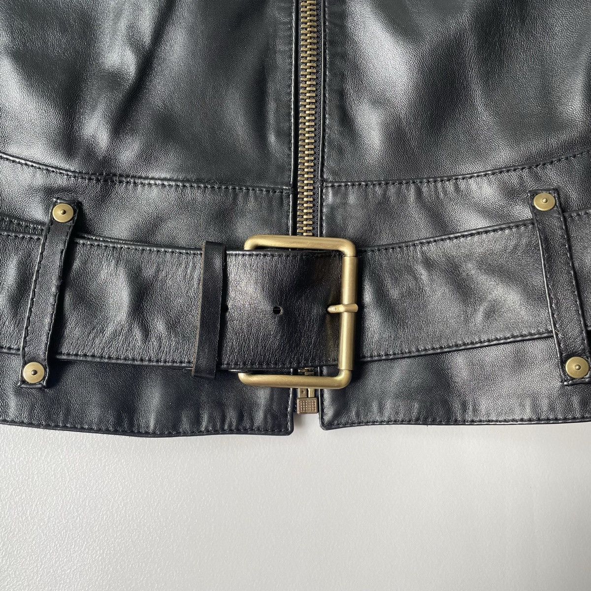 Miu Miu Mid 2000s Black Leather Moto Jacket Size S / US 4 / IT 40 - 9 Thumbnail