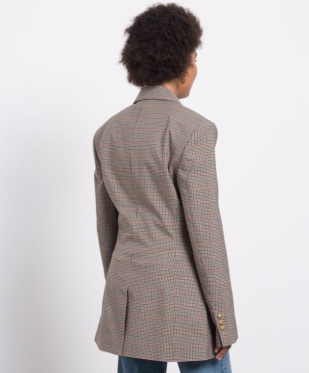 Balmain o1s1wg110125 Check Double-breasted Blazer in Brown Size XS / US 0-2 / IT 36-38 - 4 Thumbnail