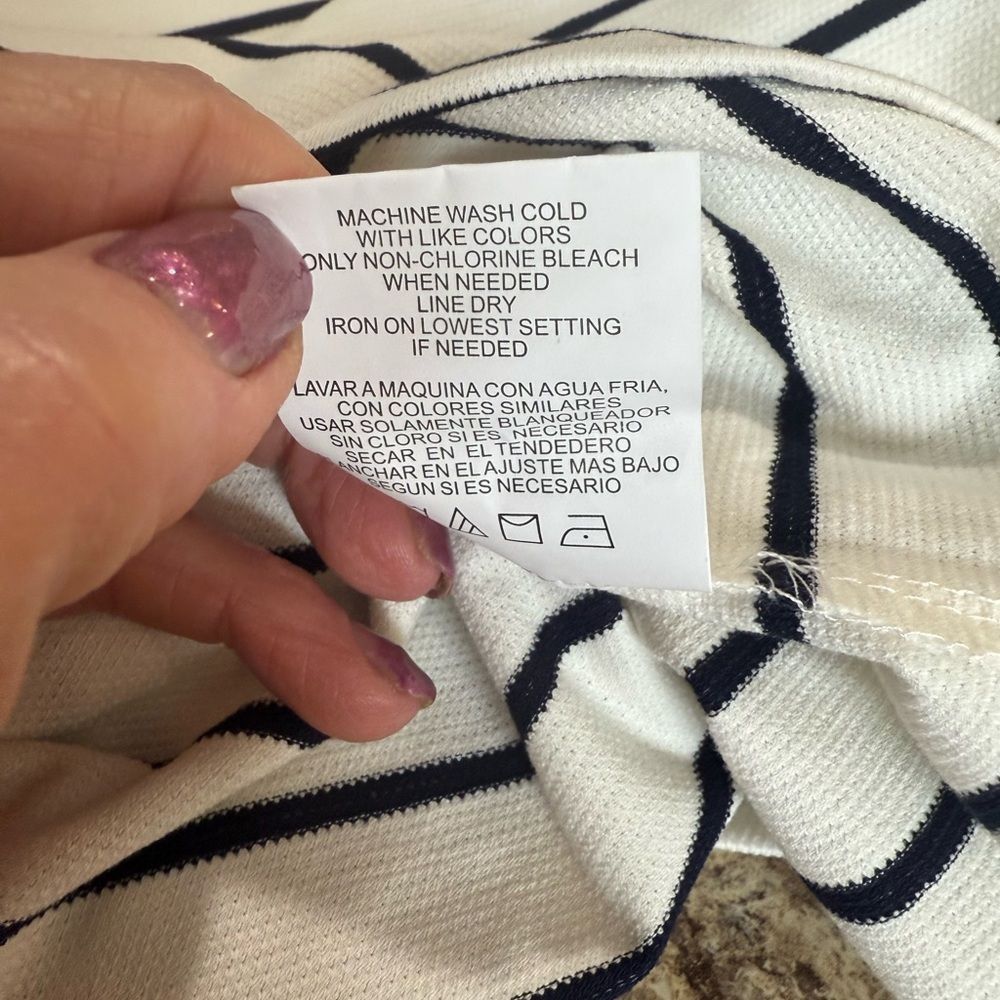 Other NWT Gibson,latimer size, large V-neck striped blue white Size L / US 10 / IT 46 - 6 Thumbnail