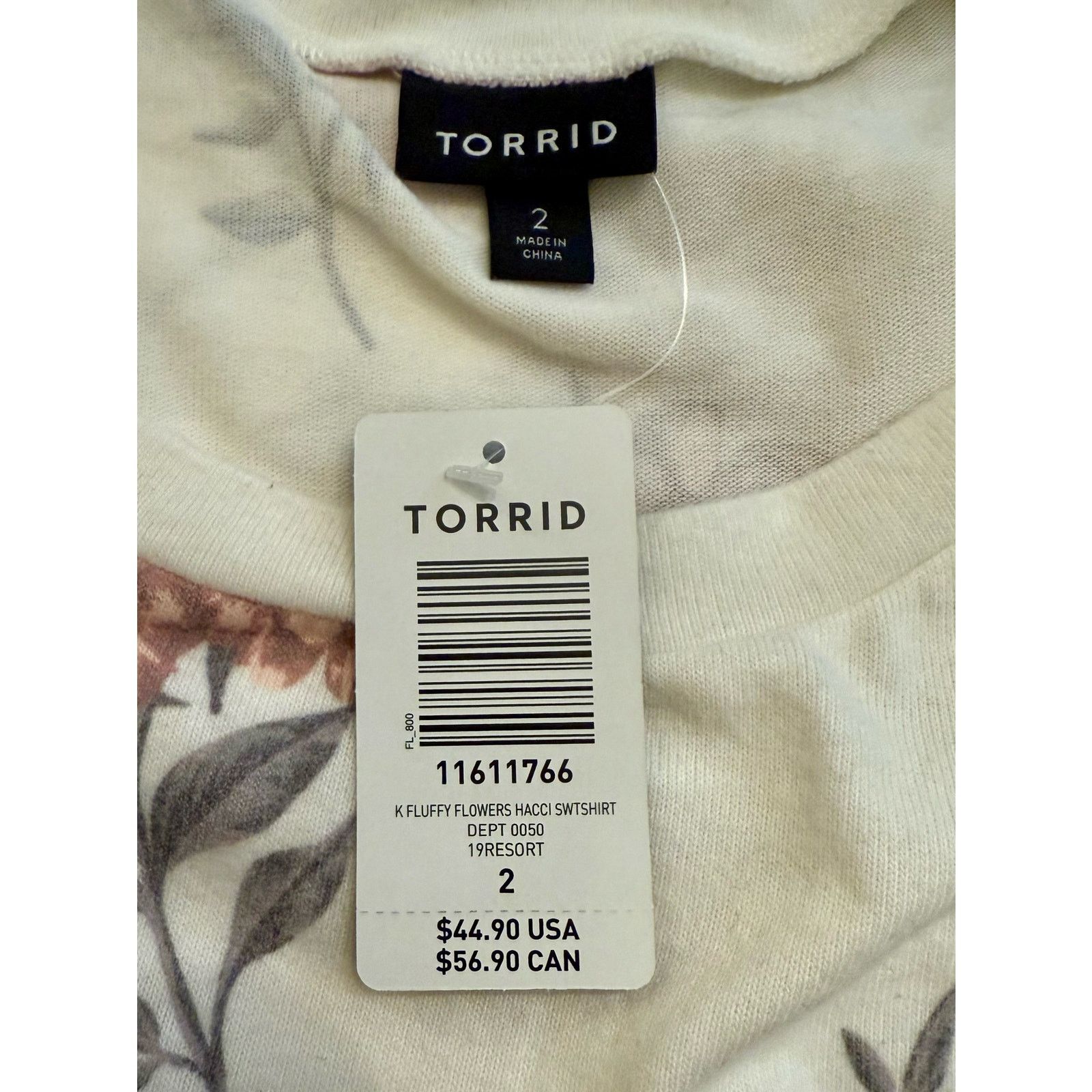 Other NWT Torrid Cream & Floral Pattern Cozy Soft Top Sz 2X 18-20 Size XXL / US 16-18 / IT 52-54 - 5 Thumbnail
