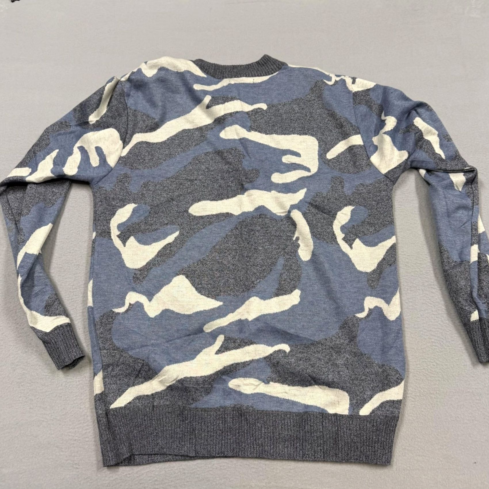Vintage Whipper In Mens XL Blue Camo Army 1/4 Zip Mock Neck Tight Knit Pullover Sweater Size US XL / EU 56 / 4 - 4 Thumbnail