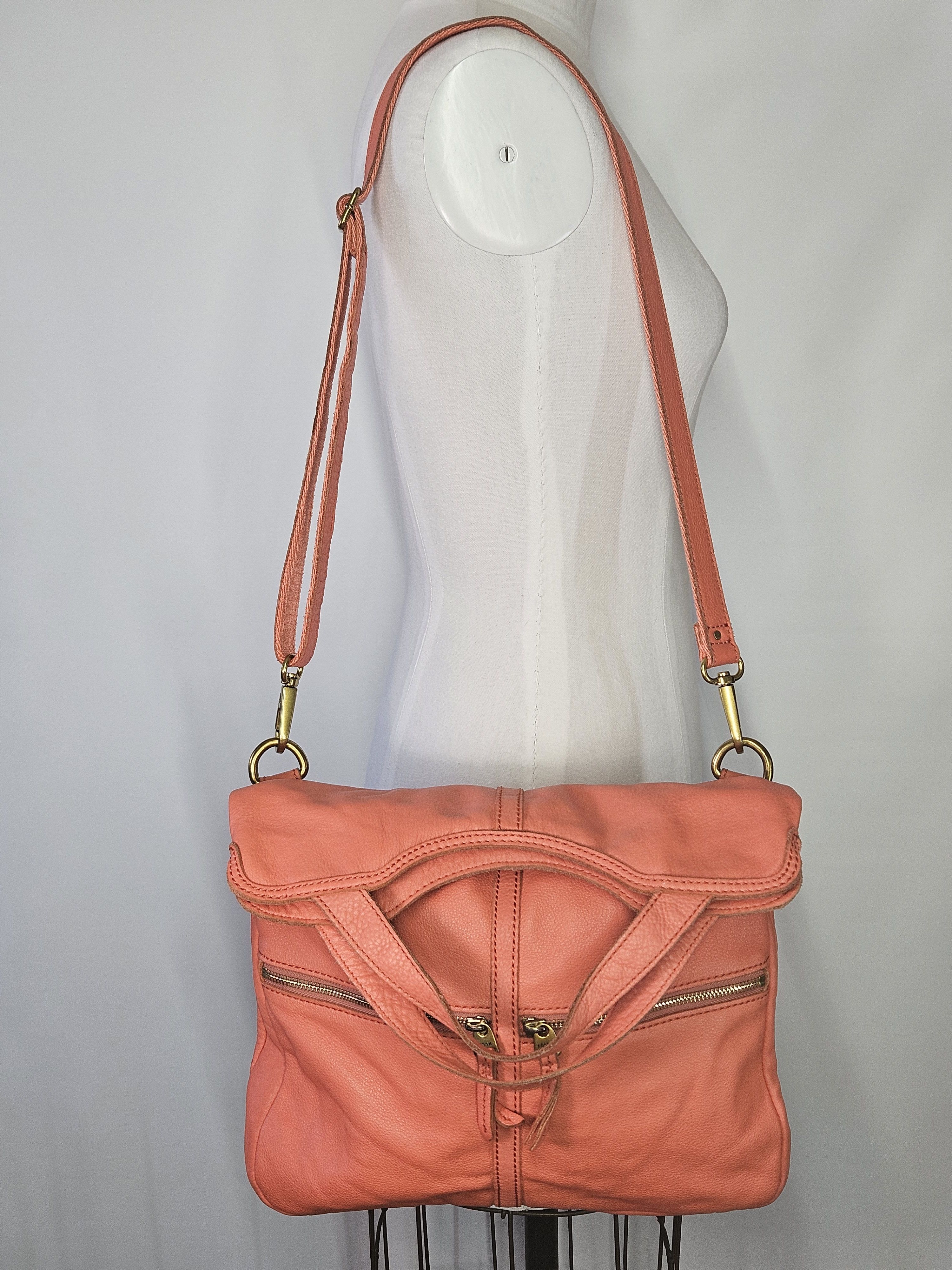 Fossil Fossil 13x11x1.5" Erin Crossbody Fold Over Handbag Coral Size ONE SIZE - 1 Thumbnail