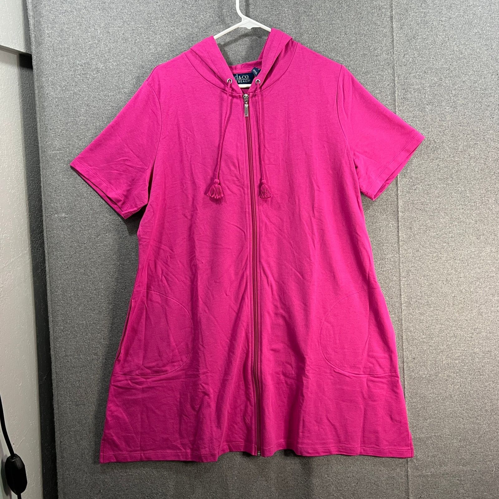 Denim & Co. Denim & Co. Beach Women Top Hoodie Hot Pink Color Size Size L / US 10 / IT 46 - 1 Thumbnail