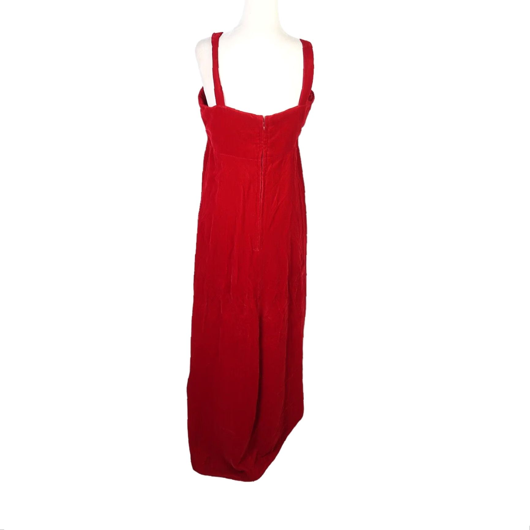 Velvet VINTAGE 90s red velvet formal long maxi jumper dress S Shirt? Size S / US 4 / IT 40 - 4 Thumbnail