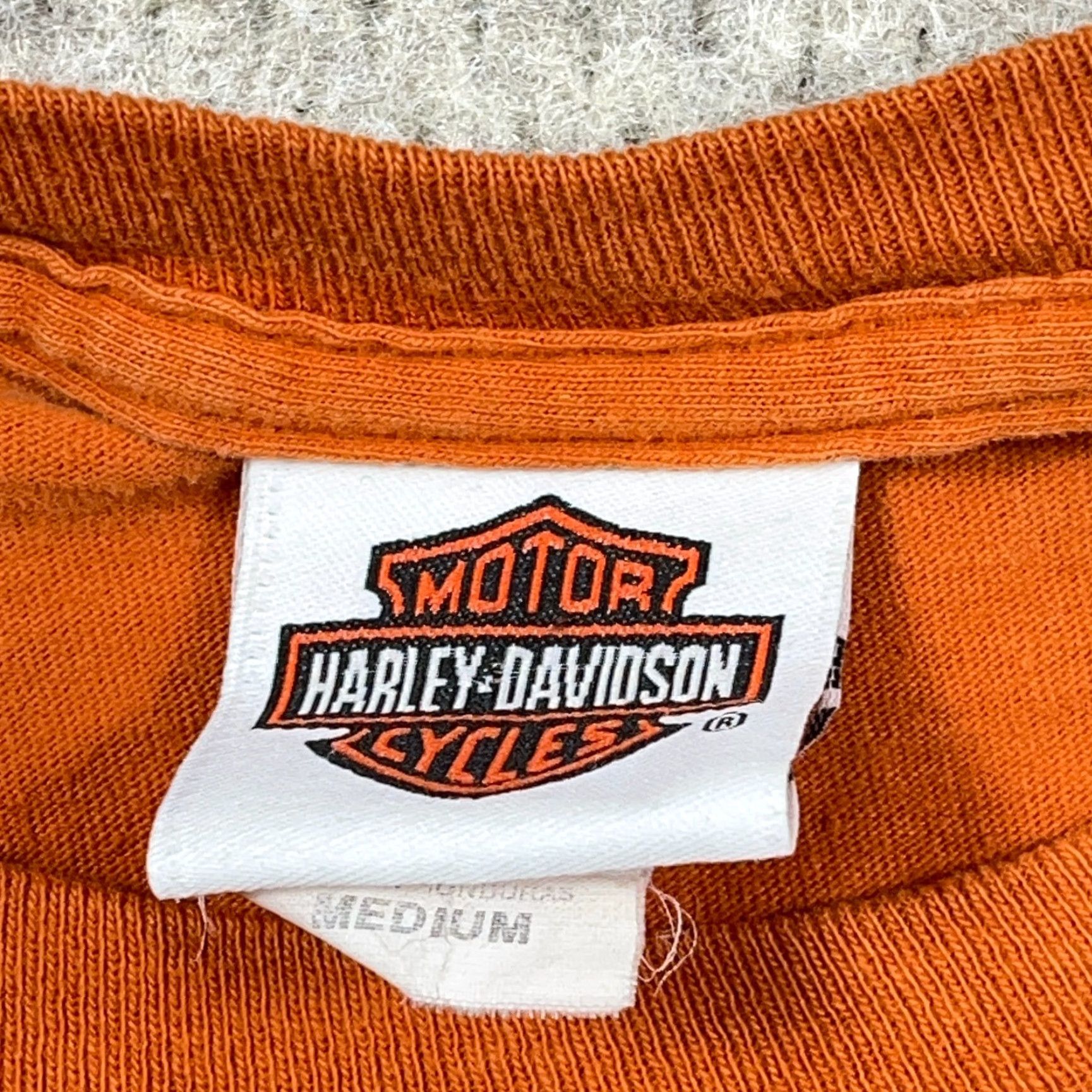 Harley Davidson Harley-Davidson Shirt Men Medium Orange Looney Tunes Vintage Iron Coyote Flames Graphic Print Short Sleeve Crew Neck T-Shirt Size US M / EU 48-50 / 2 - 7 Thumbnail