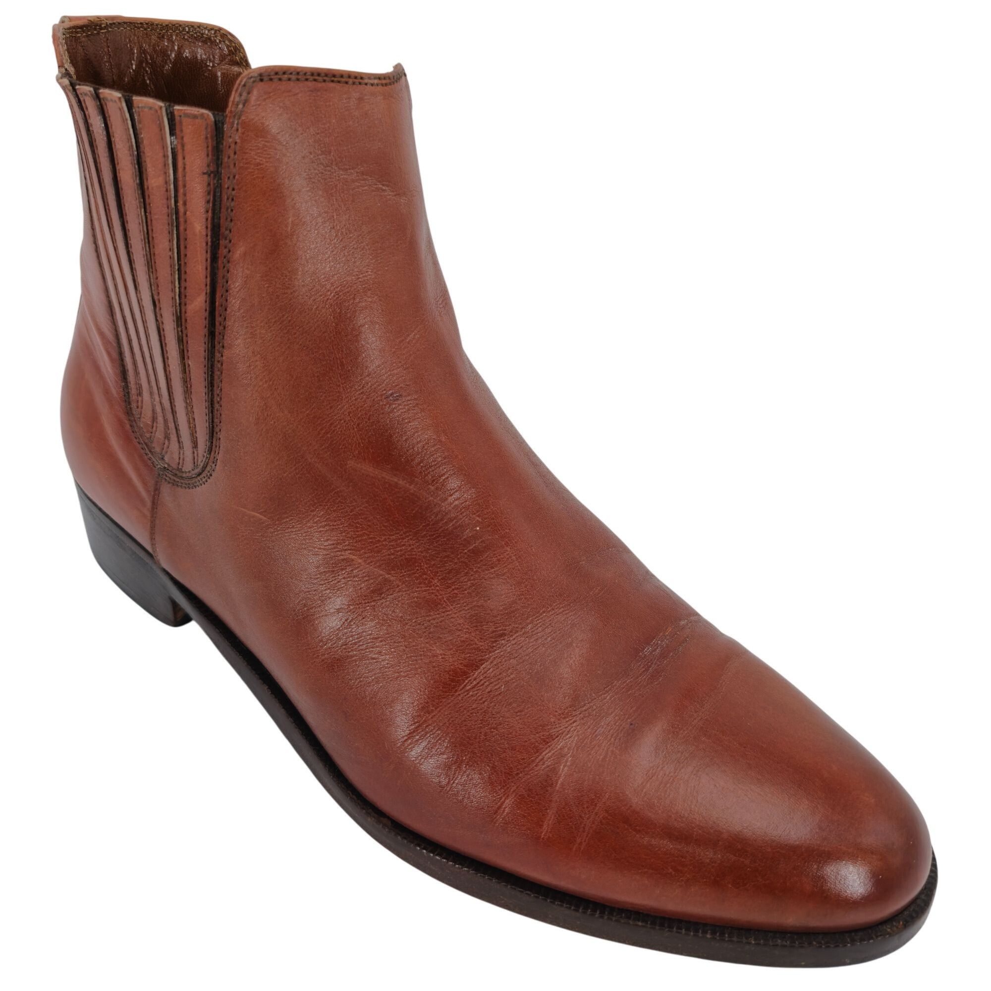 Bruno Magli Vintage Bruno Magli Mens 10.5 Brown Calfskin Leather Chelsea Size US 10.5 / EU 43-44 - 3 Thumbnail