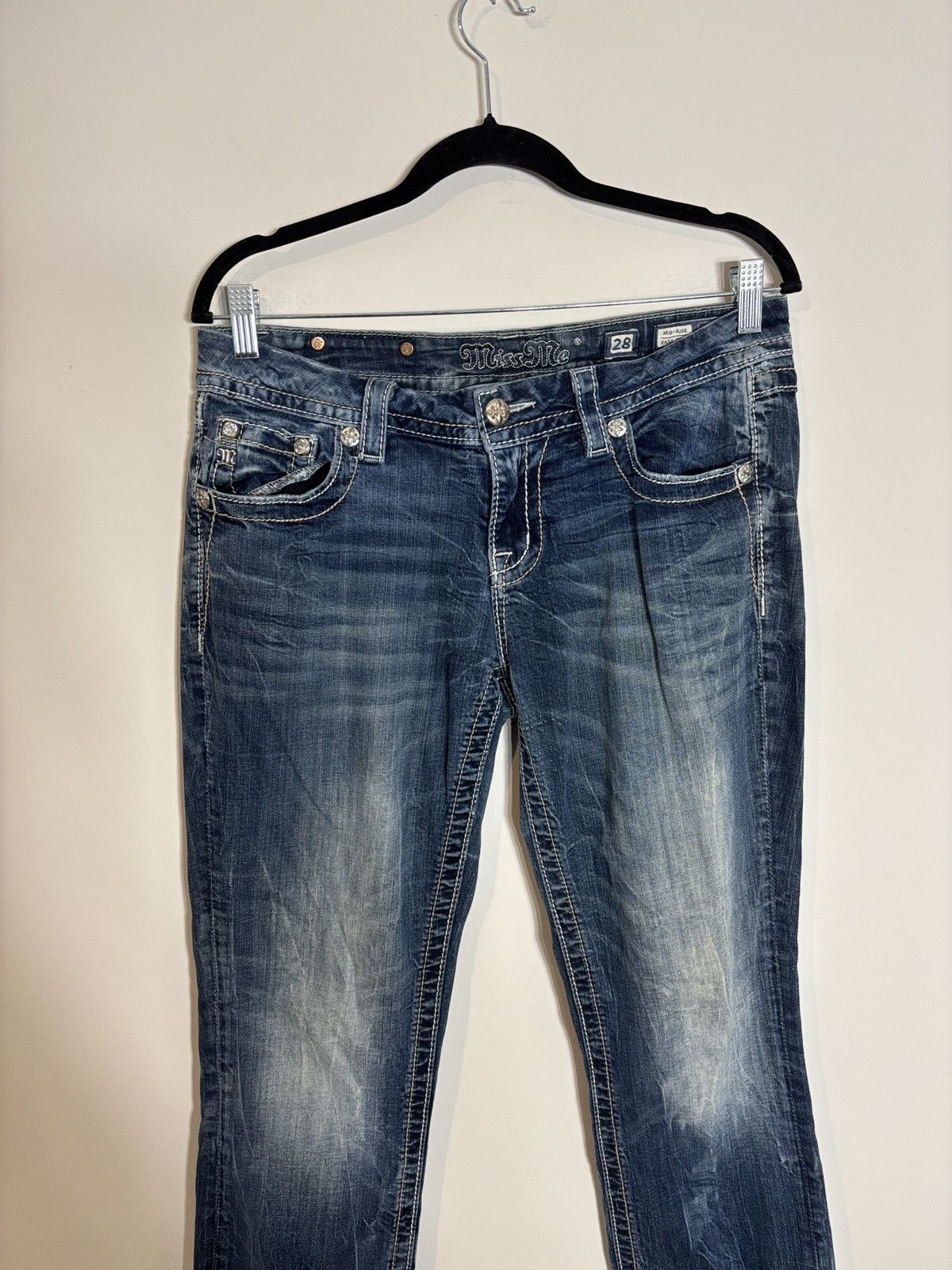 Miss Me Miss Me Mid Rise Jeans Embellished Repaired Size 32" / US 10 / IT 46 - 1 Thumbnail