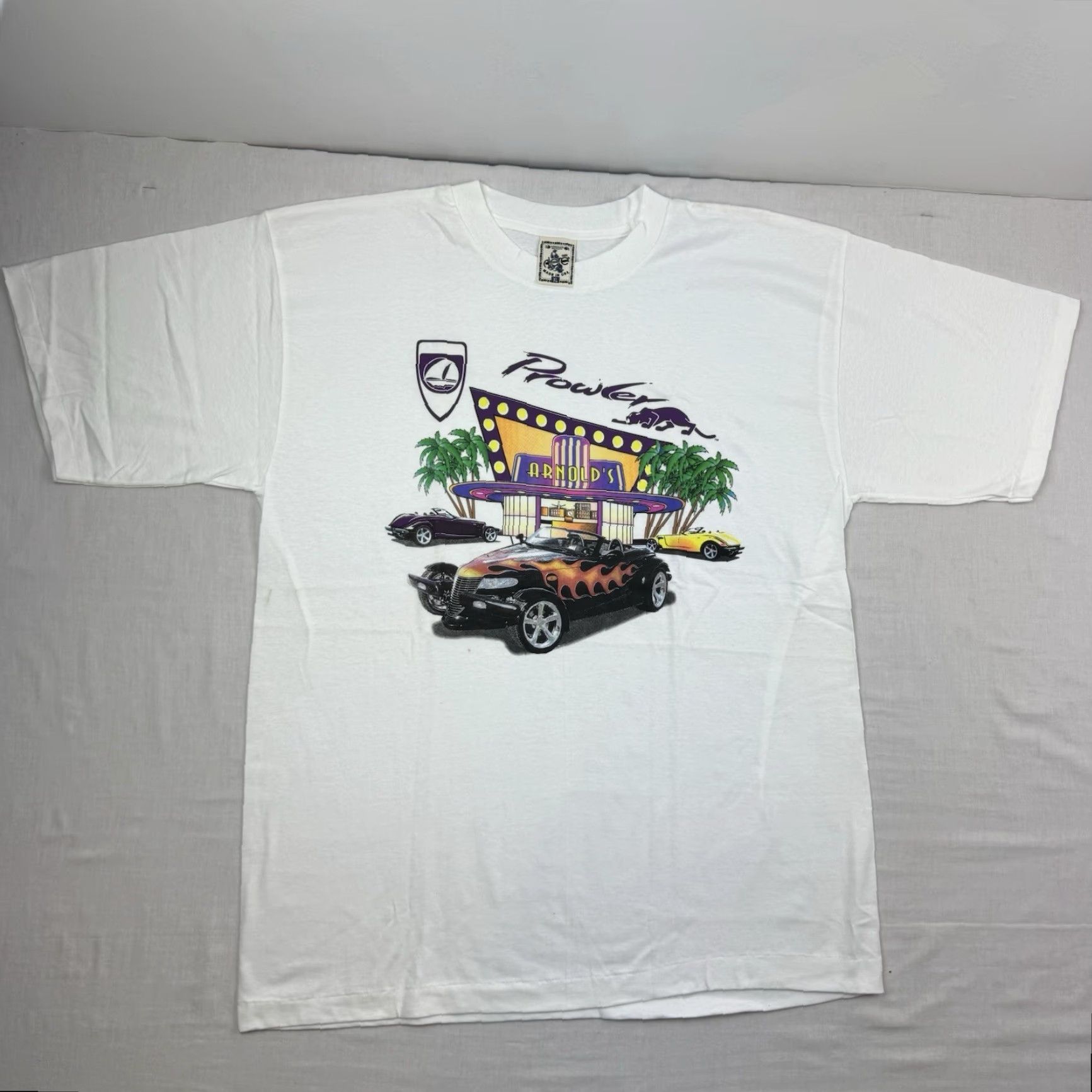 ALOHAS VINTAGE Aloha Car T-Shirt Adult XL White Graphic Print 90s Y2K Muscle Car Promo Mens Size US XL / EU 56 / 4 - 2 Thumbnail
