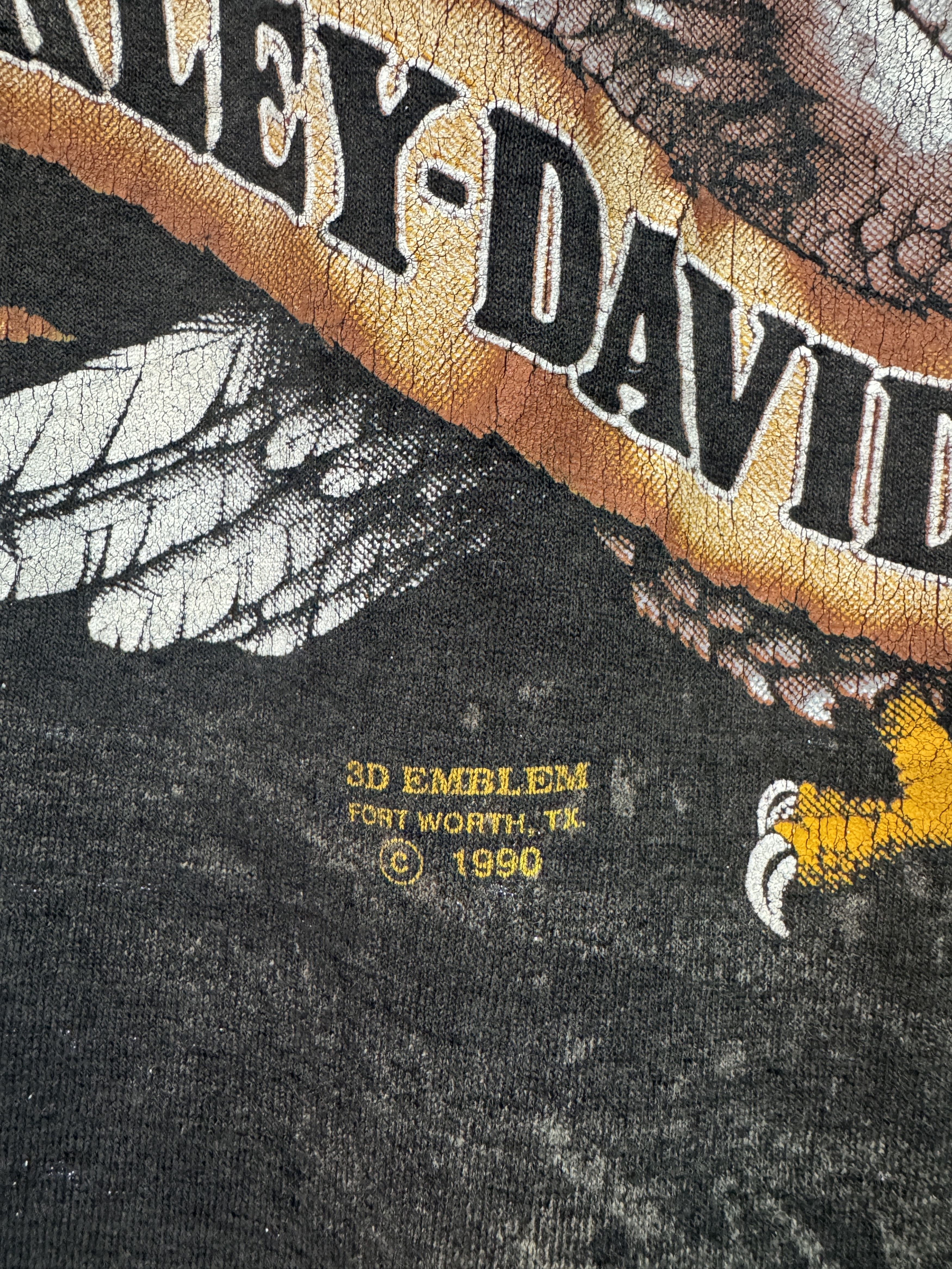 Vintage Vintage 1990 90s 3D Emblem Harley Davidson Thrashed Shirt Size US L / EU 52-54 / 3 - 5 Thumbnail