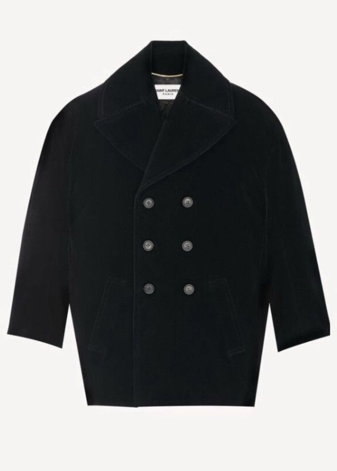 Saint Laurent Paris 🔥$8K VALUE🔥YSL Cassandre Peacoat Jacket in Cotton Velvet Size US S / EU 44-46 / 1 - 2 Thumbnail