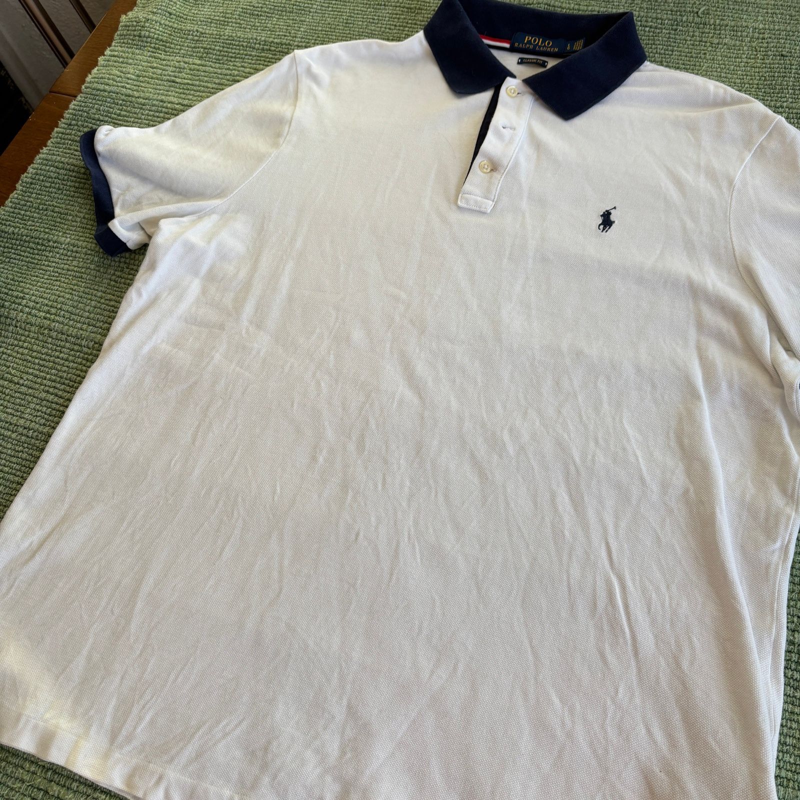 Polo Ralph Lauren Polo Ralph Lauren White/Blue Classic Fit Polo Shirt Large Size US L / EU 52-54 / 3 - 6 Thumbnail