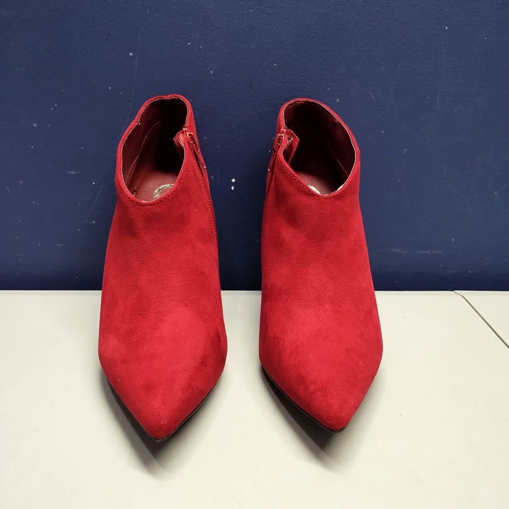 Vintage Journee Collection Demmi Stiletto Heeled Booties Womens 9 Red Pointed Toe EUC - Womens Shoes 9 Red Stiletto Booties Demmi EUC Size US 9 / IT 39 - 2 Thumbnail