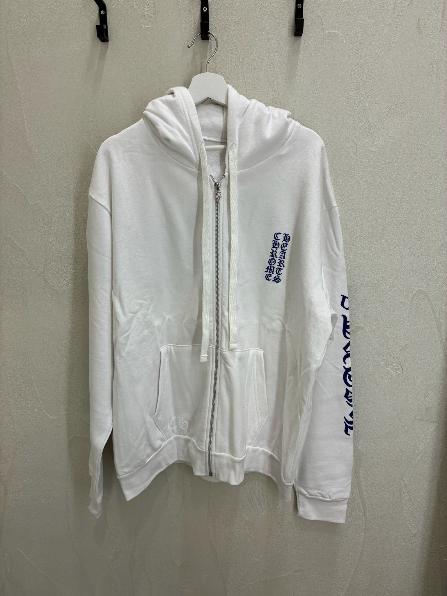 Chrome Hearts Vertical Logo Zip Up Hoodie 