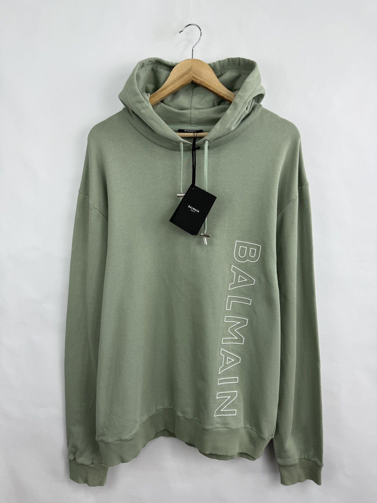 Balmain 🇫🇷 ❗️NEW Balmain Paris Logo-Embossed Green Terry Hoodie Size US L / EU 52-54 / 3 - 7 Thumbnail