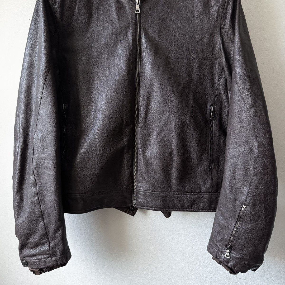 Prada Prada Linea Rossa SS2001 Brown Café Racer Leather Jacket Size US M / EU 48-50 / 2 - 3 Thumbnail