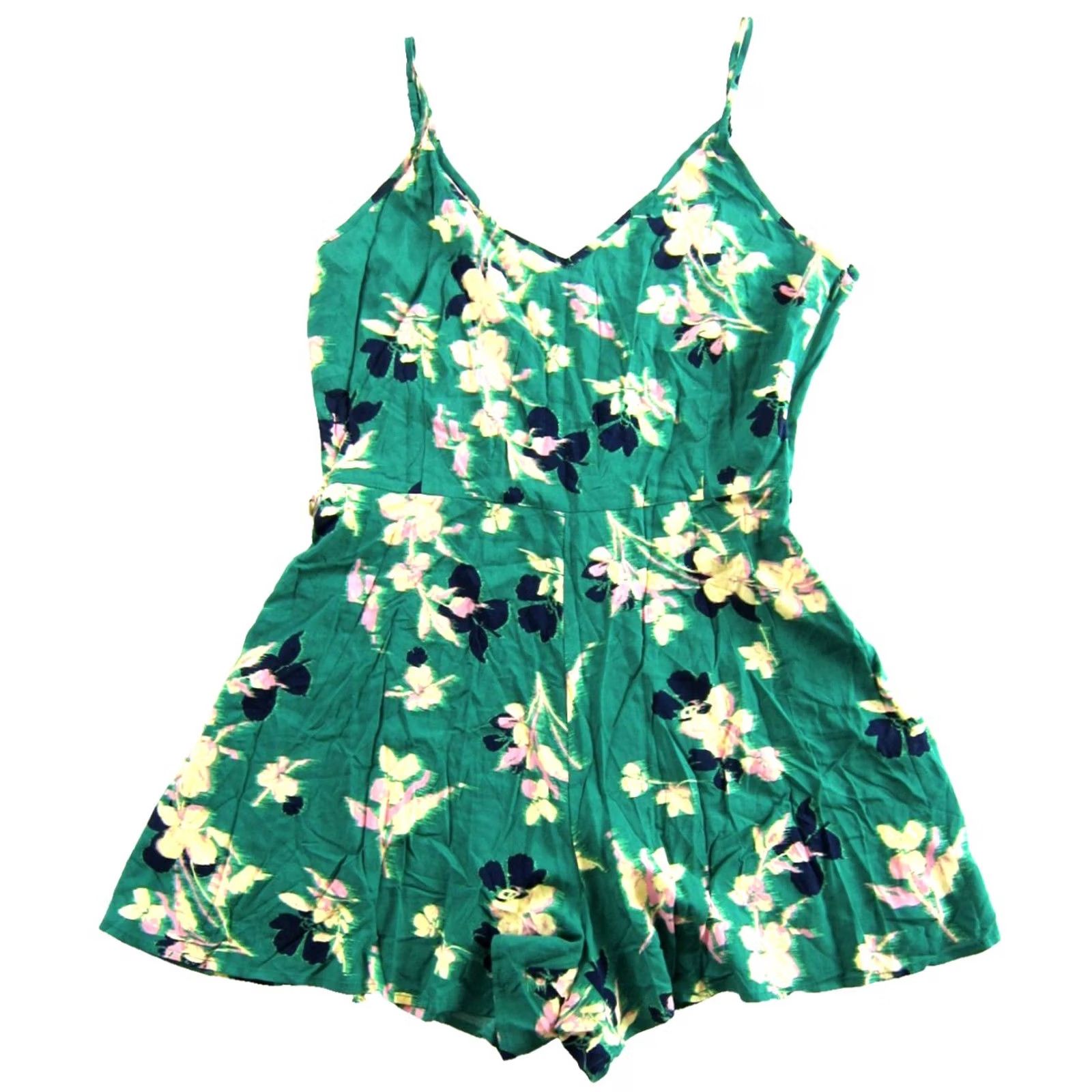 Uniqlo Uniqlo Romper Jumpsuit One-Piece Floral Spaghetti Strap 100% Rayon Green Travel Casual M Women Size 32" / US 10 / IT 46 - 2 Thumbnail
