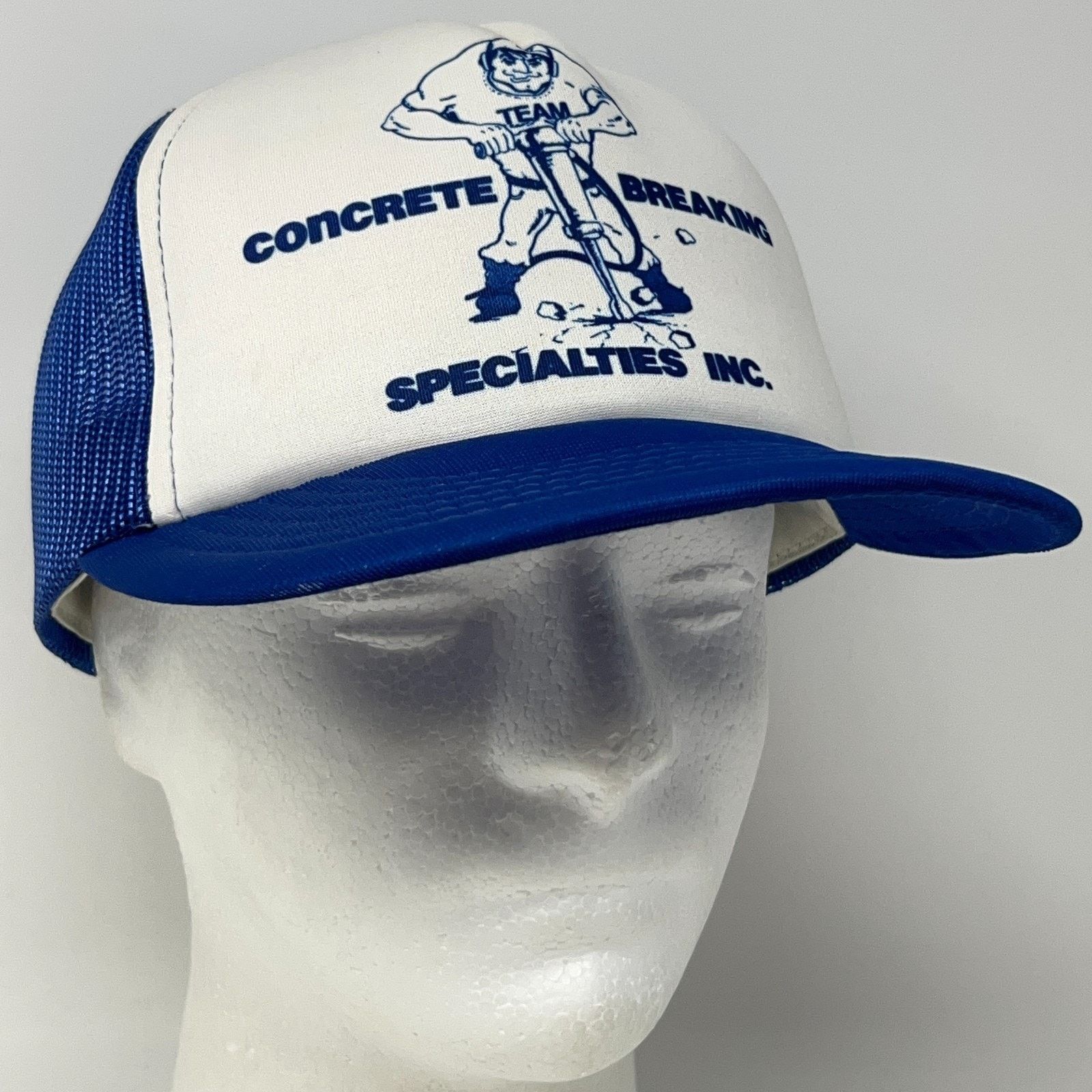 Vintage Vintage 80s Concrete Breaking Trucker Hat Baseball Cap Blue Size ONE SIZE - 11 Thumbnail