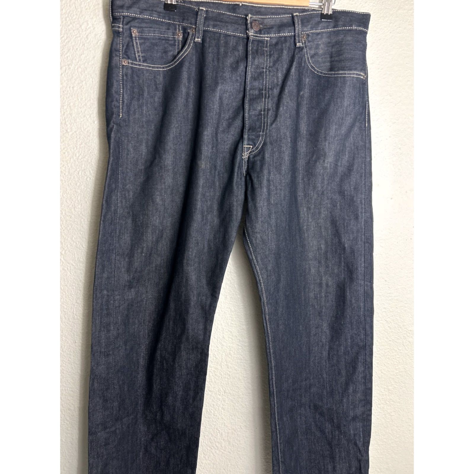 Levi's Levis Jeans Mens 38x30 Blue Denim 501 Button Fly Straight Leg American Dark Wash Size US 38 / EU 54 - 3 Thumbnail