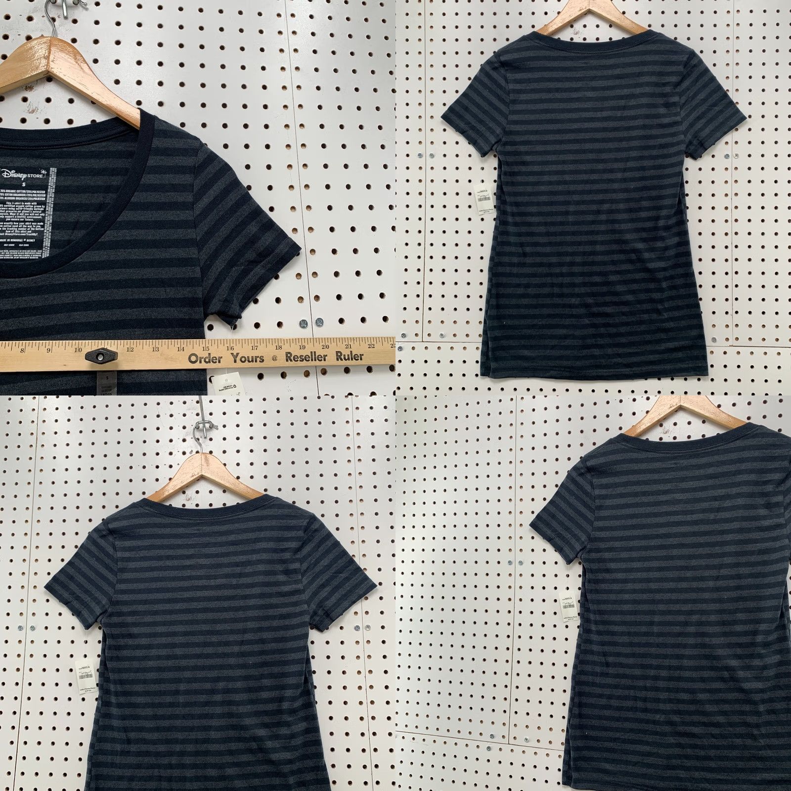 Disney Disney Mickey Mouse Shirt Womens Small Gray Striped NWT Cotton T-Shirt, VINTAGE? No, 15X25.5 (clarify size). Size S / US 4 / IT 40 - 9 Thumbnail