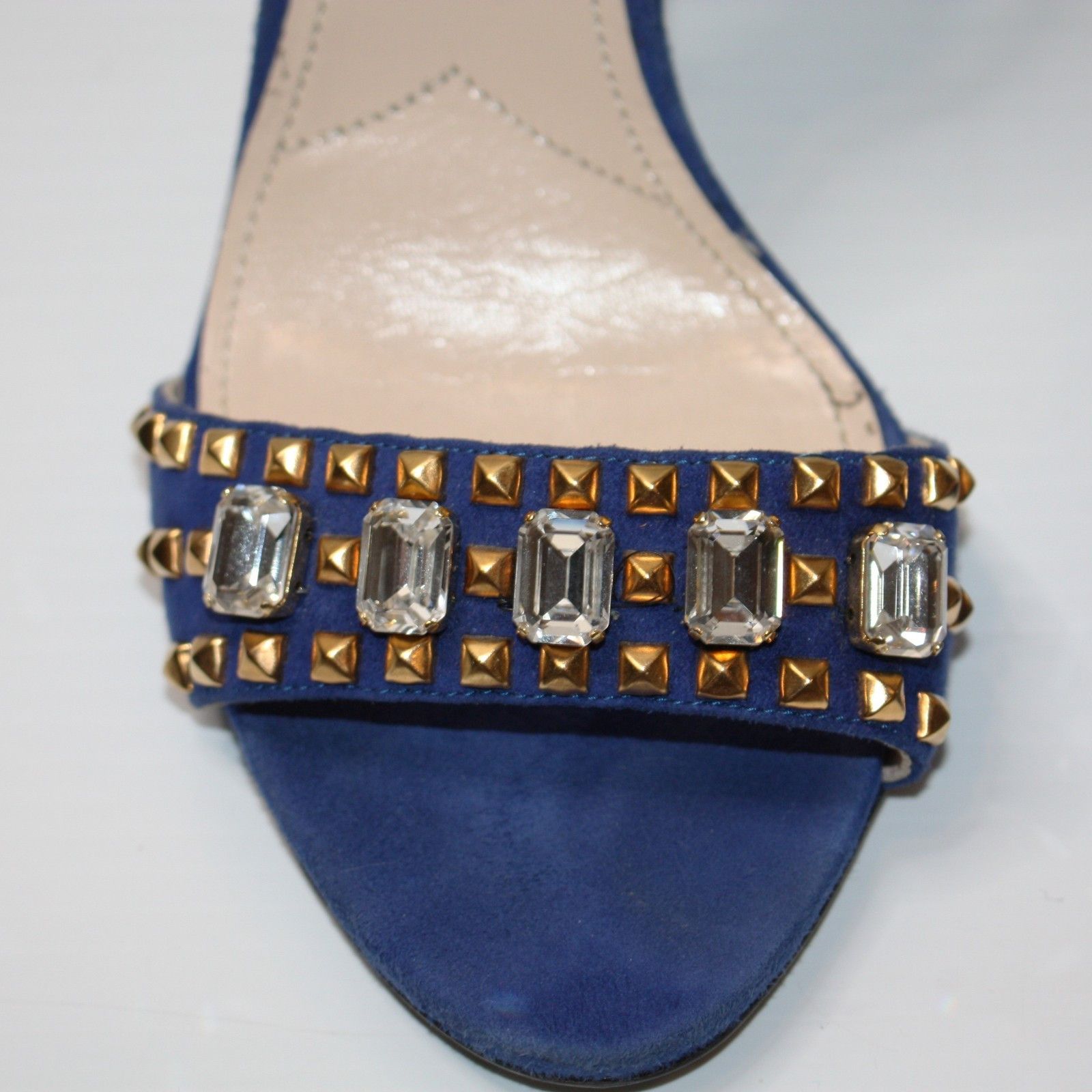 Prada Crystal Studded Sandal Open-Toe Heels in Cobalt US 9.5 Size US 9.5 / IT 39.5 - 4 Thumbnail