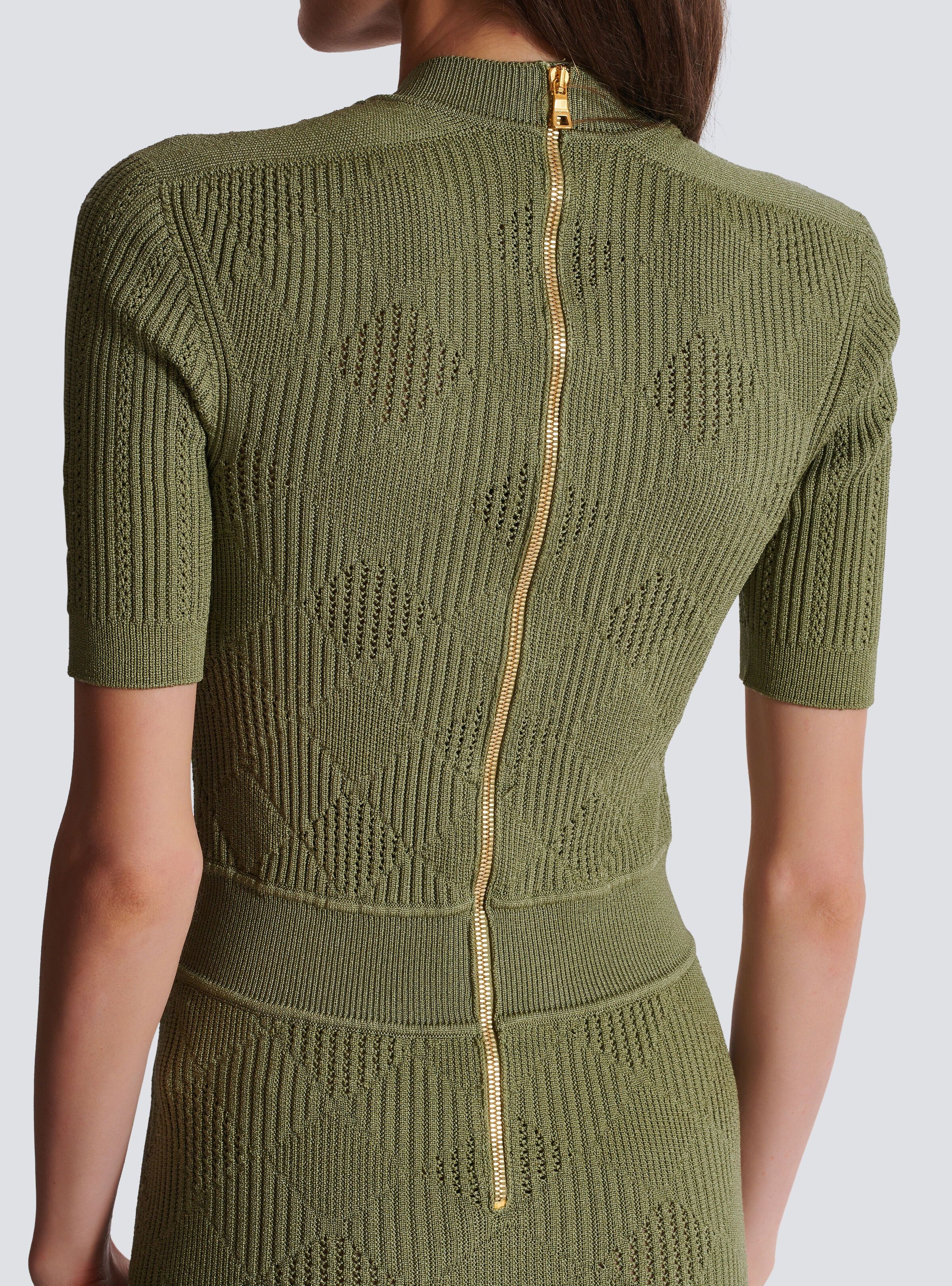 Balmain o1s1wg111025 Gingham Midi Dress in Green Size S / US 4 / IT 40 - 5 Thumbnail