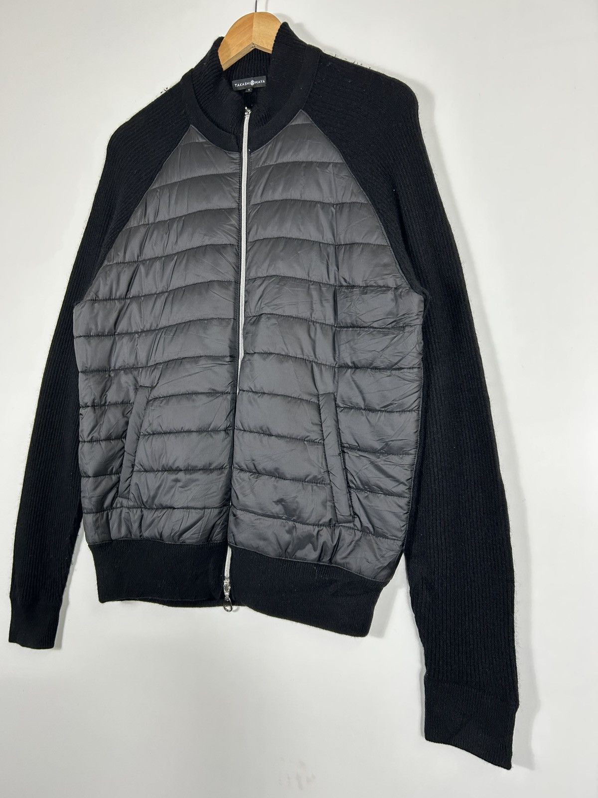 Homespun Knitwear × Japanese Brand 🔥TakashiMaya Quilted Sleeve Knit Zipper Jacket Size US L / EU 52-54 / 3 - 3 Thumbnail