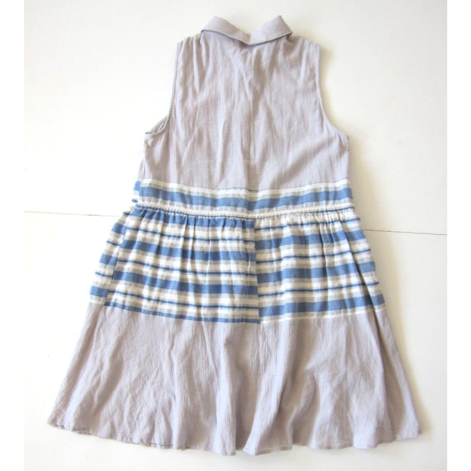 Vintage Symphony Shirt Dress Sleeveless Collared Tunic Cotton Gauze Stripe M Women Size M / US 6-8 / IT 42-44 - 2 Thumbnail
