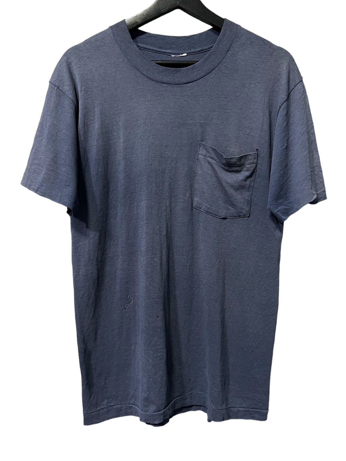 image of Made In USA x Vintage Sun Faded Thrashed Navy Pocket T-Shirts, Men's (Size Medium)