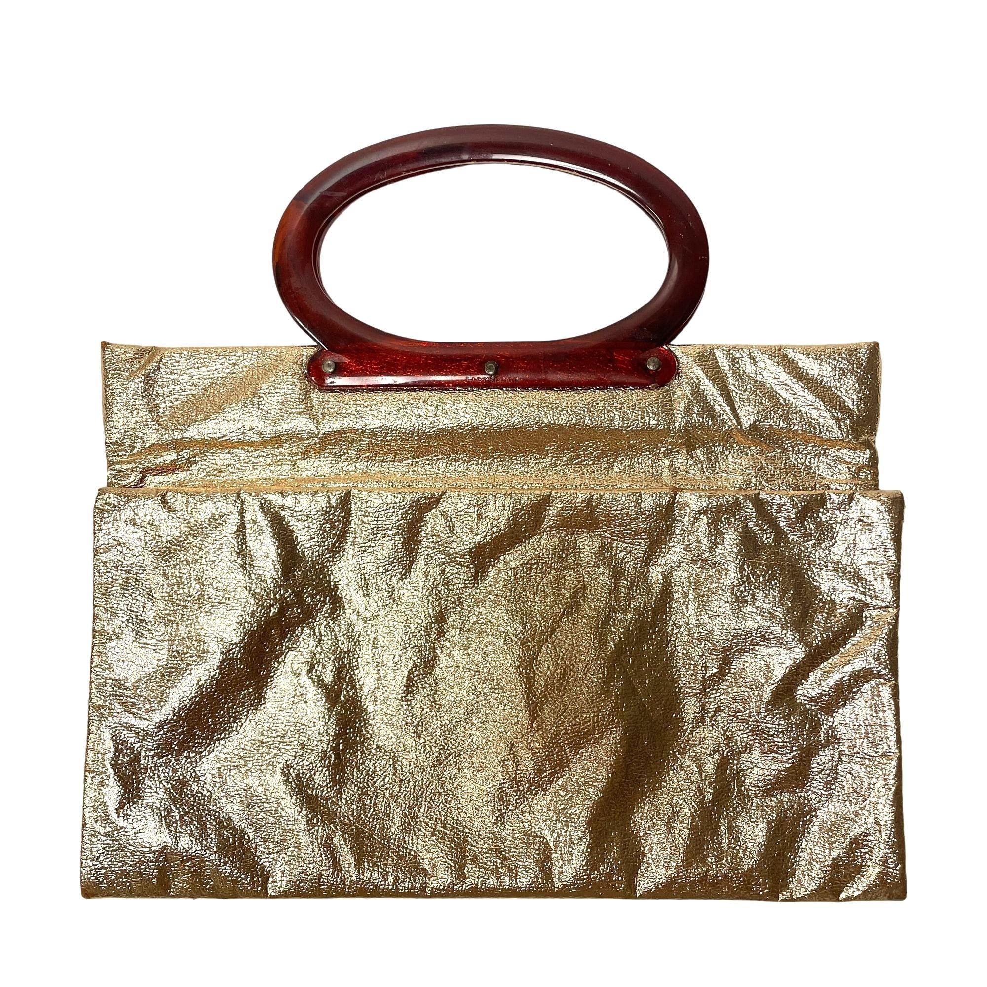Other Vtg Lady's Pride HandBag Shiny METALLIC GOLD Purse Size ONE SIZE - 3 Thumbnail