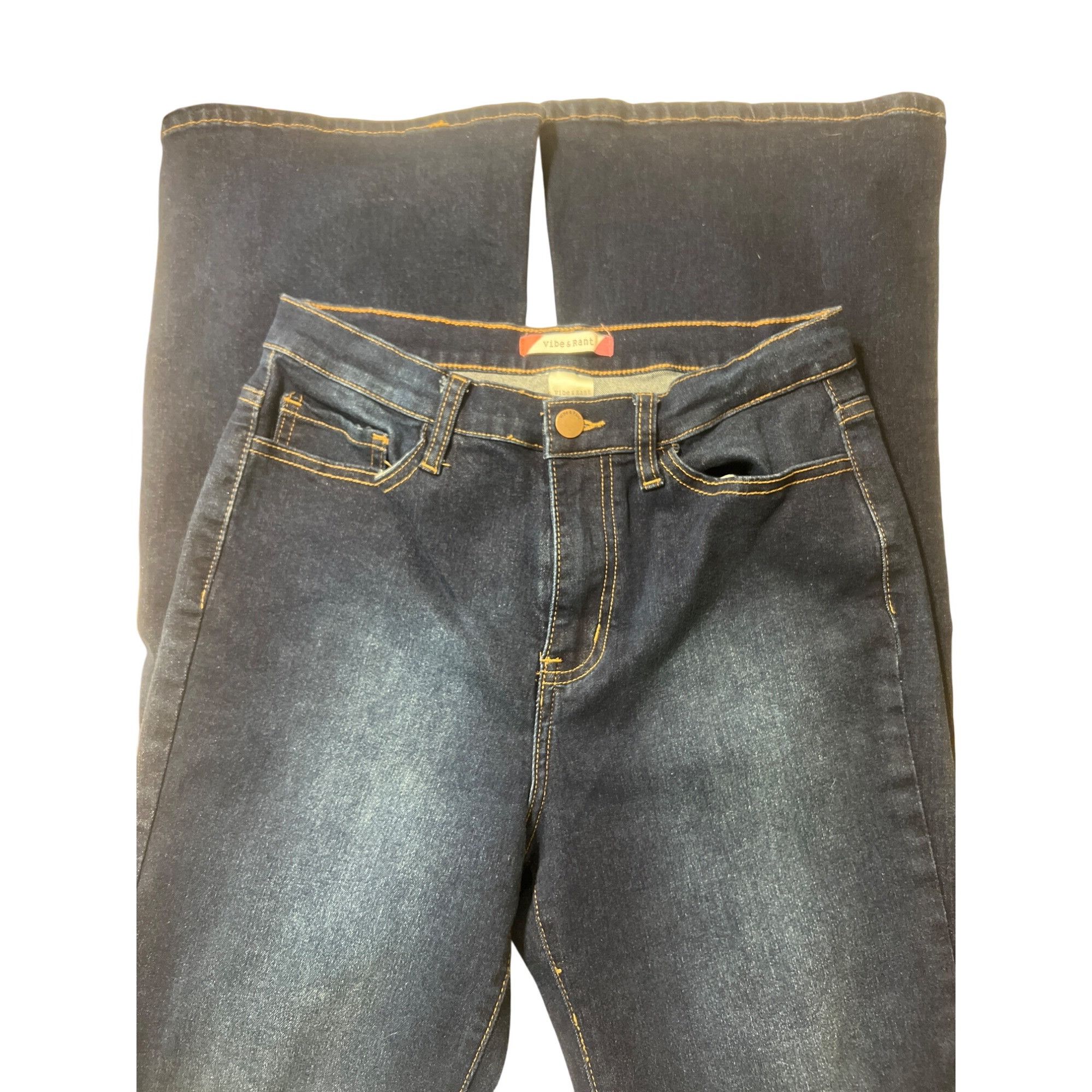 VIBE Vibe & Rant Distressed Flare Wide Leg Jeans Blue Denim Slits Size 26" / US 2 / IT 38 - 3 Thumbnail