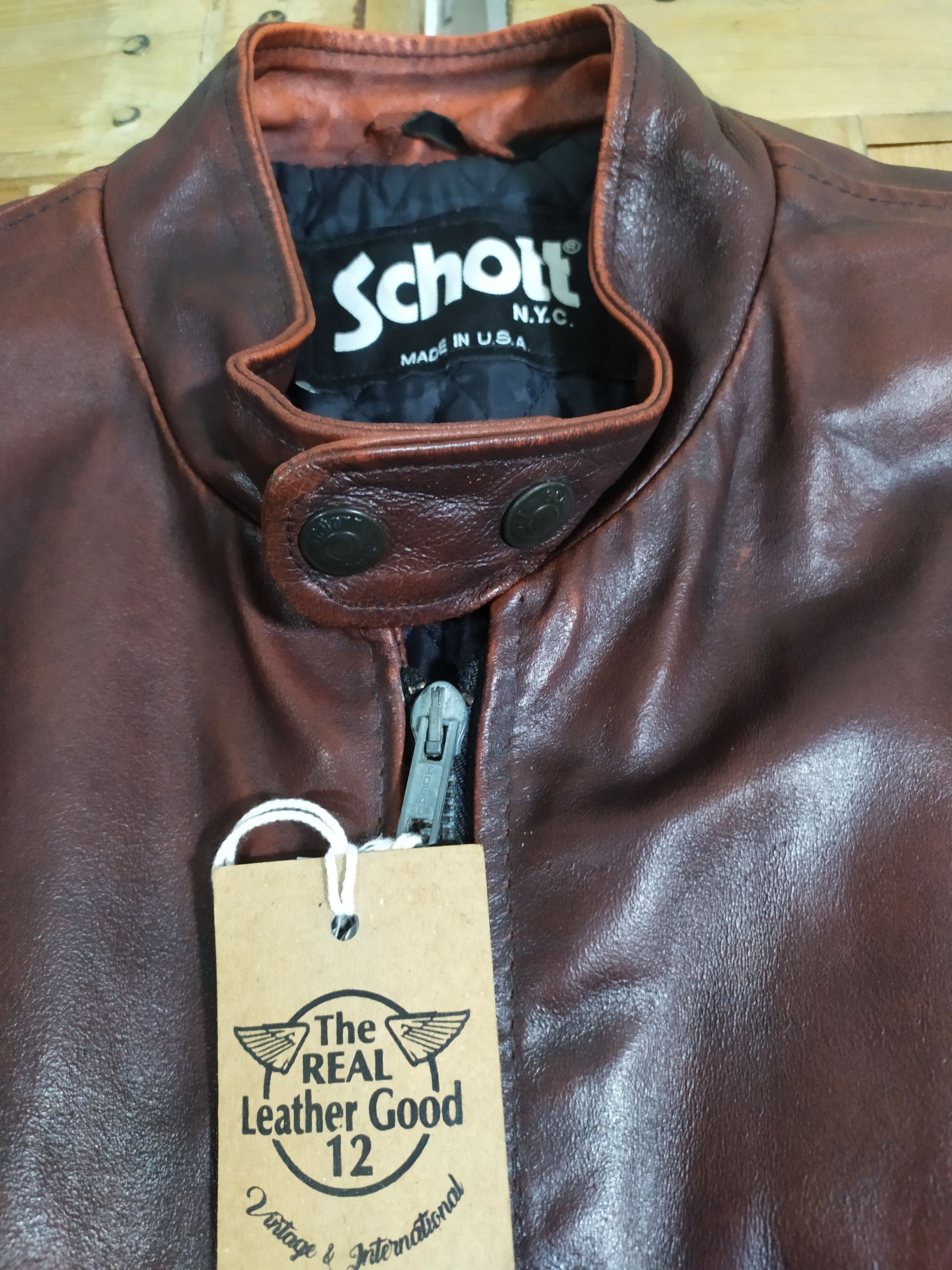 Genuine Leather × Schott SCHOTT NYC LEATHER CHERRY REDDISH SINGLE RIDER JACKET Size US S / EU 44-46 / 1 - 3 Thumbnail