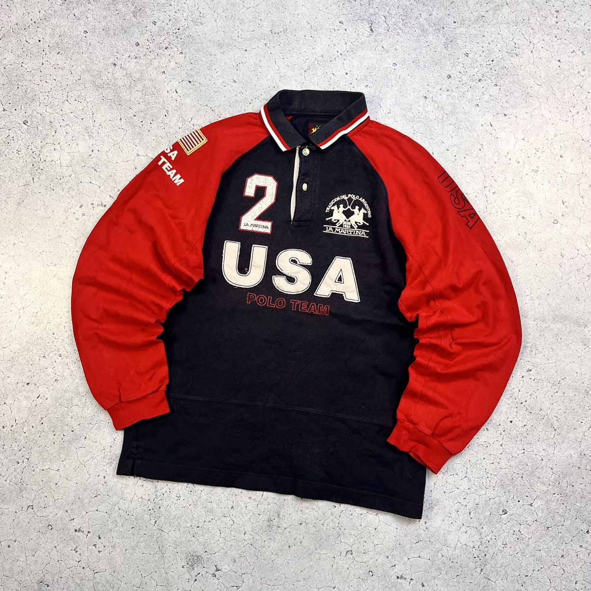 La Martina × Polo Ralph Lauren × Vintage Vintage La Martina Long Sleeve USA Chief Keef Style Size US XL / EU 56 / 4 - 1 Thumbnail