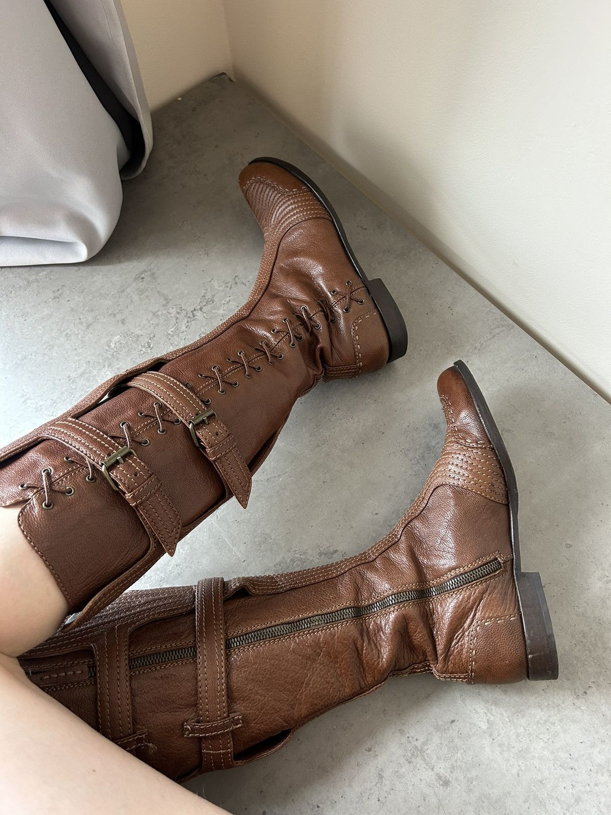 McQ Alexander McQueen Alexander Mcqueen Leather High Browm Boots Old money Size US 7.5 / IT 37.5 - 9 Thumbnail