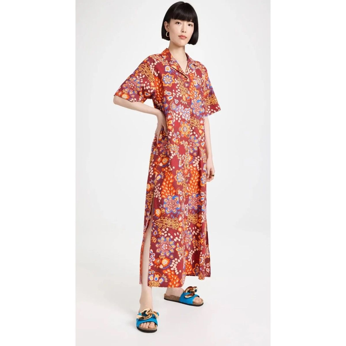 image of La Doublej La Double J Florar Cotton Maxi Dress Size S Oversized, Women's