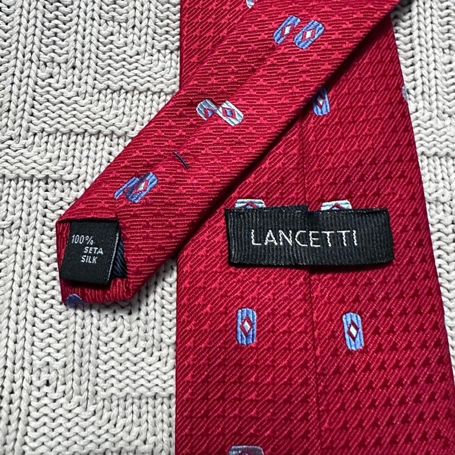 Lui di Lancetti Lancetti luxury red geometric print silk tie Size ONE SIZE - 3 Thumbnail