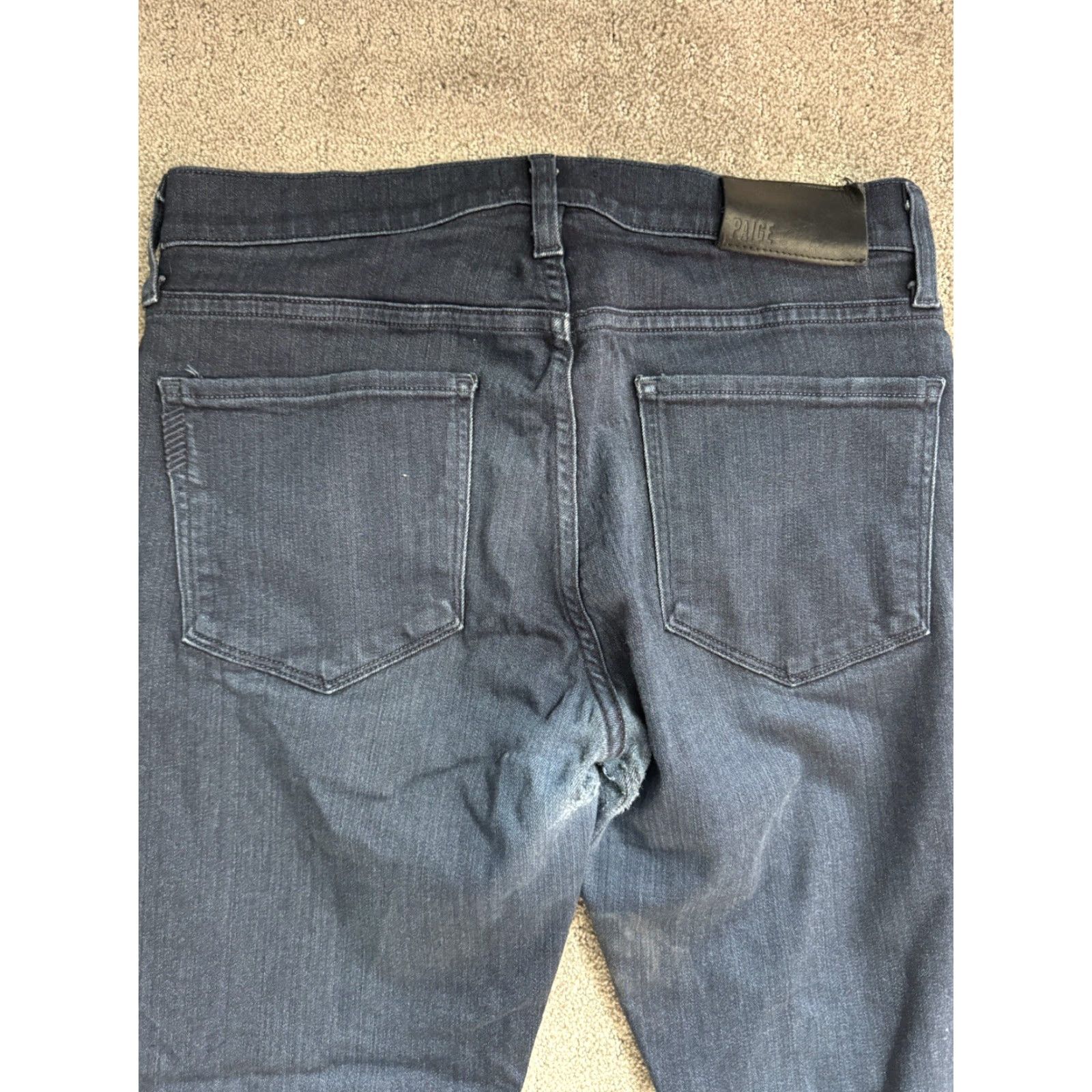 Paige Paige Lennox Jeans Slim Straight Dark Wash Blue Denim 5-Pocket Stretch Mens 28X28 - Regular Inseam 28 Size US 28 / EU 44 - 4 Thumbnail