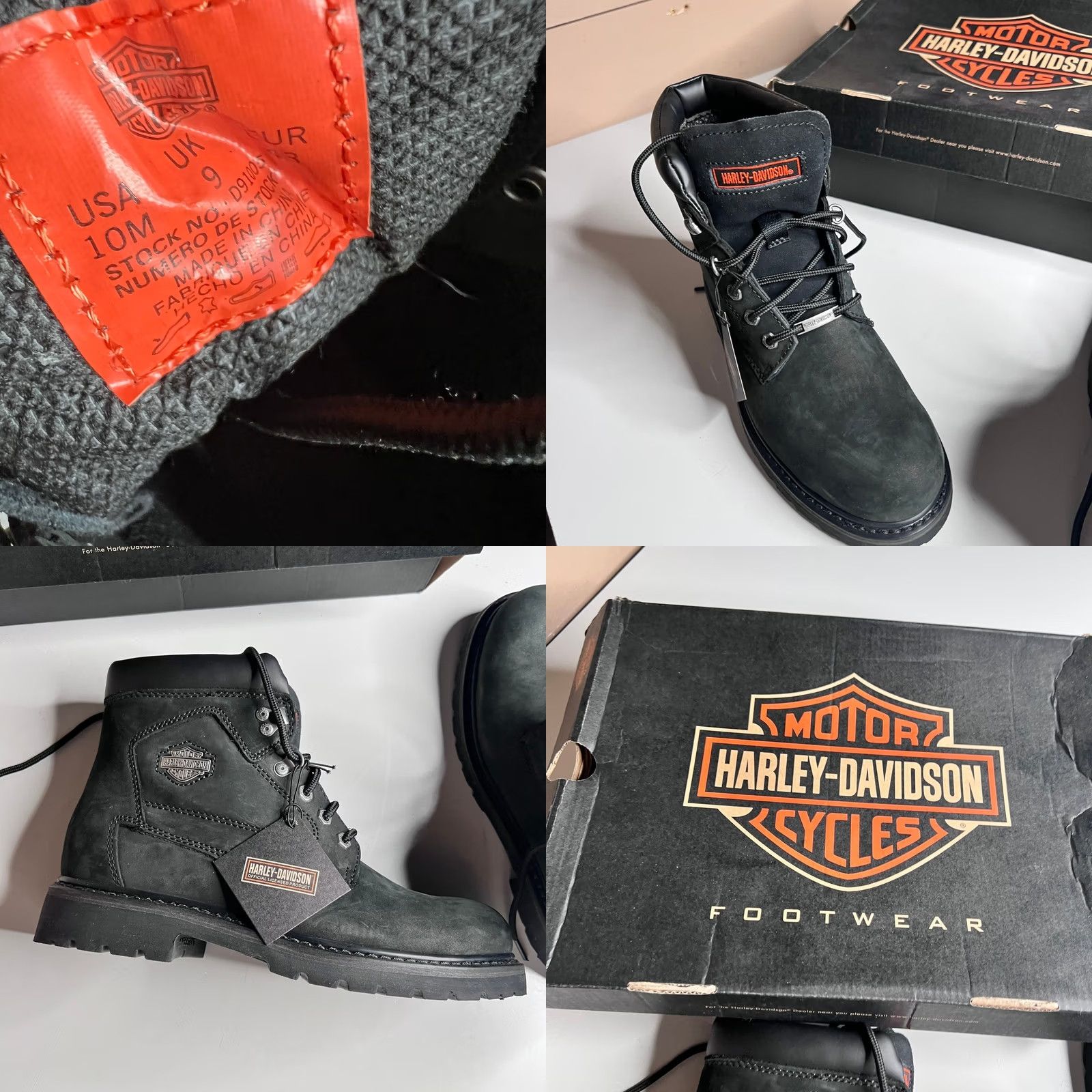 Harley Davidson Harley-Davidson Badlands Mens Leather Boots D91005 Black 10 NIB Rubber Outsole Non-Slip Lace Up Ankle Worn? Size US 9 / EU 42 - 8 Thumbnail