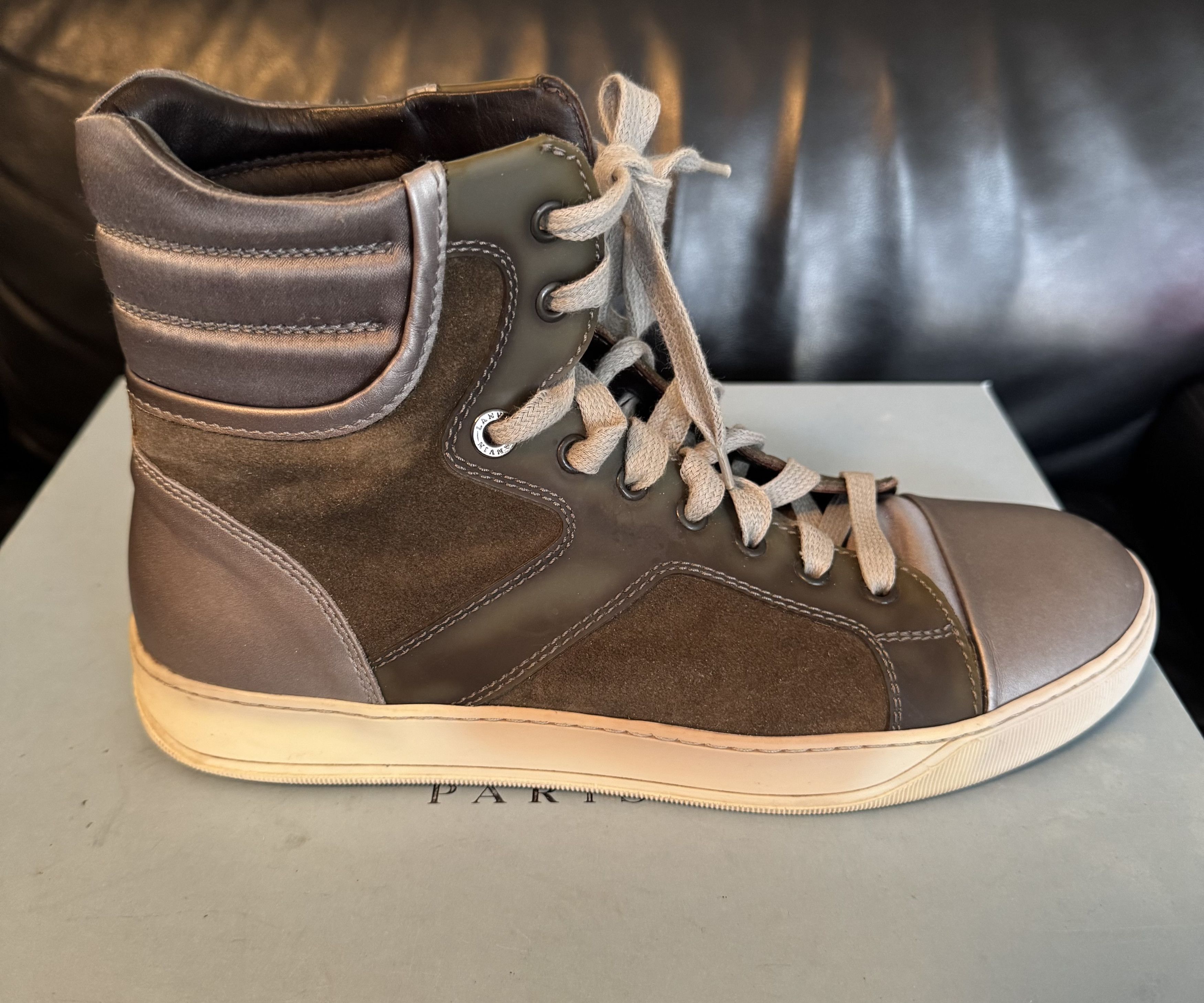 Lanvin Lanvin Tennis Haute Velours/Veau Metalisé High Trainer Size US 7 / EU 40 - 4 Thumbnail