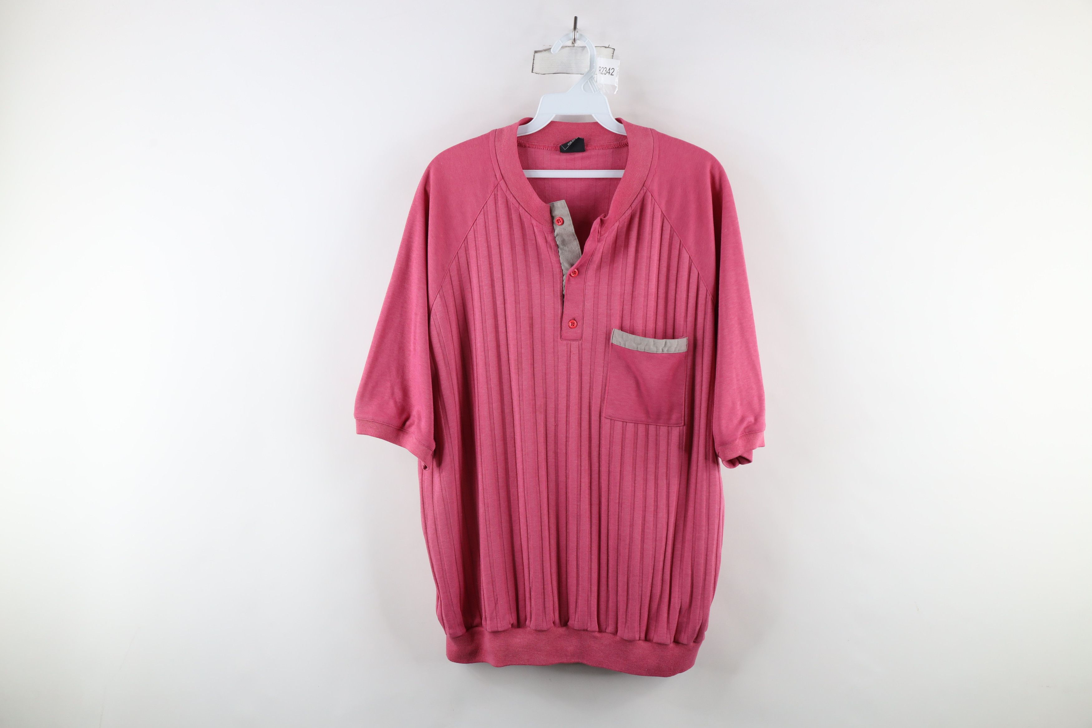 Vintage Vintage 90s Streetwear Ribbed Knit Pullover Henley T-Shirt Size US XXL / EU 58 / 5 - 1 Thumbnail