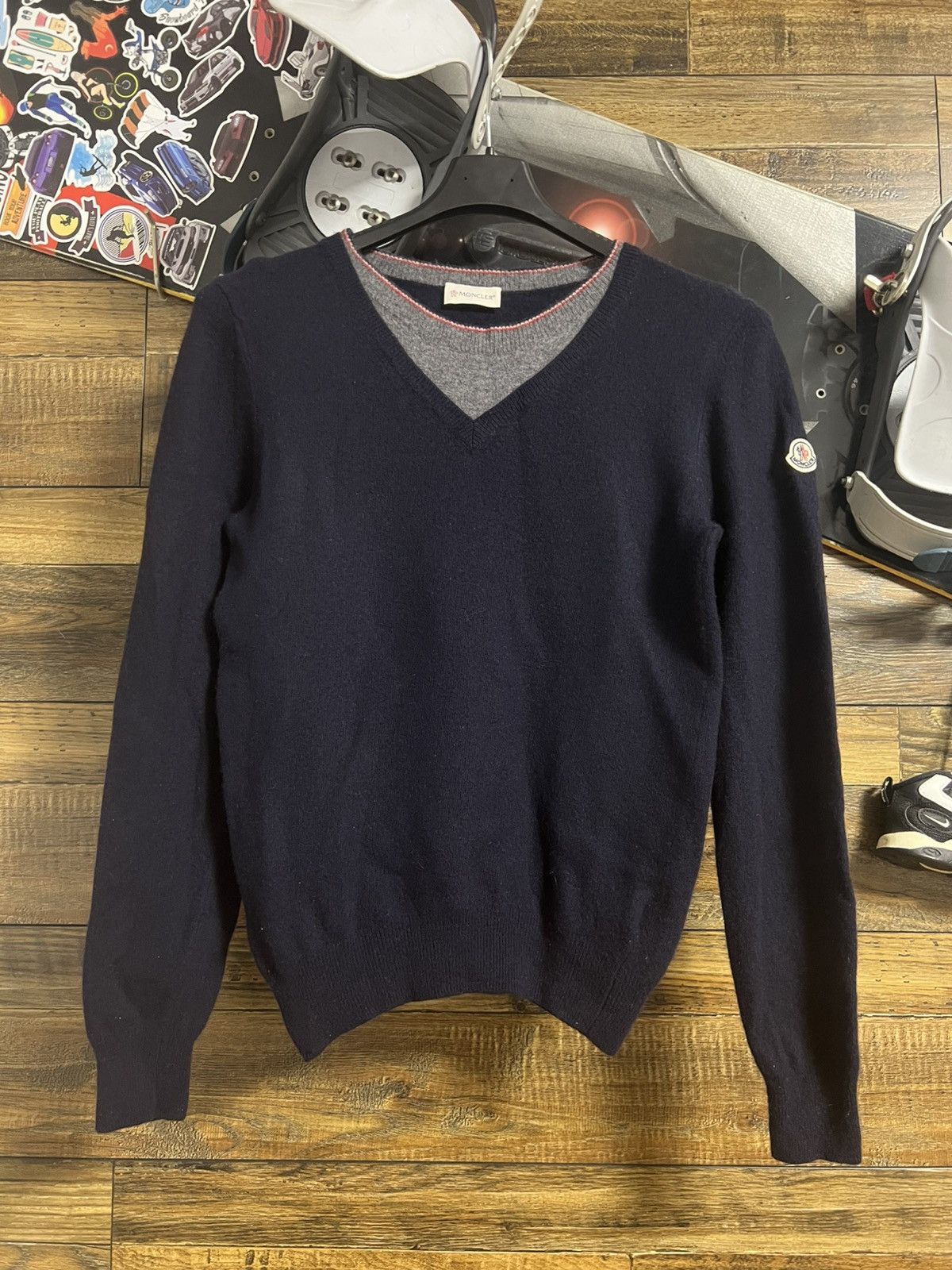 Moncler MONCLET Maglia Tricot Girocollo Logo Patch Wool Sweater Size US XS / EU 42 / 0 - 2 Thumbnail