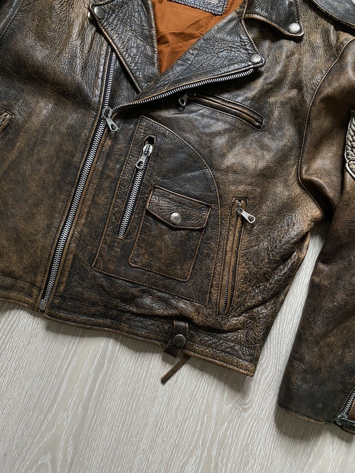 Vintage VINTAGE BIKER LEATHER JACKET BENNY WILSON DAYTONA LA USA Size US L / EU 52-54 / 3 - 5 Thumbnail