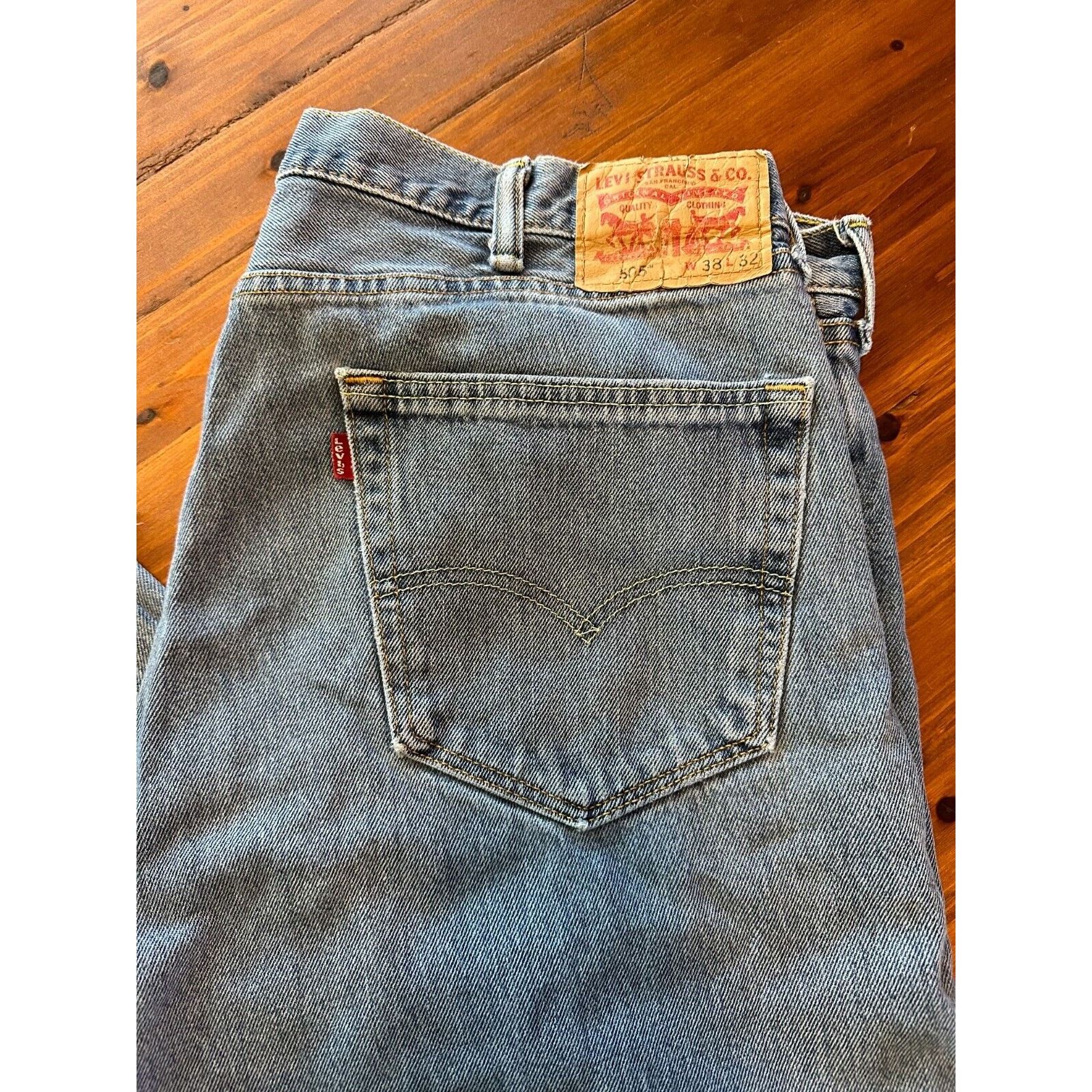 Levi's Levis 505 Regular Fit Jeans 38x32 Blue Light Wash, Distress Size US 38 / EU 54 - 2 Thumbnail