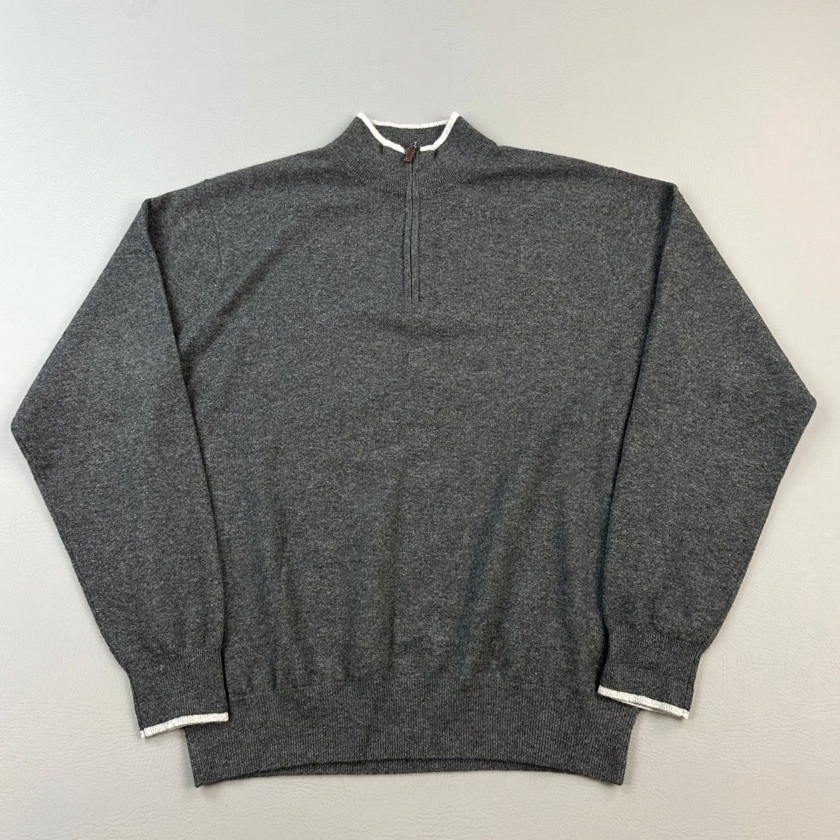 Peter Millar Peter Millar Sweater Mens XL Gray Cashmere 1/4 Zip Soft Luxury Casual Preppy Pullover Zip Mock Neck Split-Shift Style Size US XL / EU 56 / 4 - 2 Thumbnail