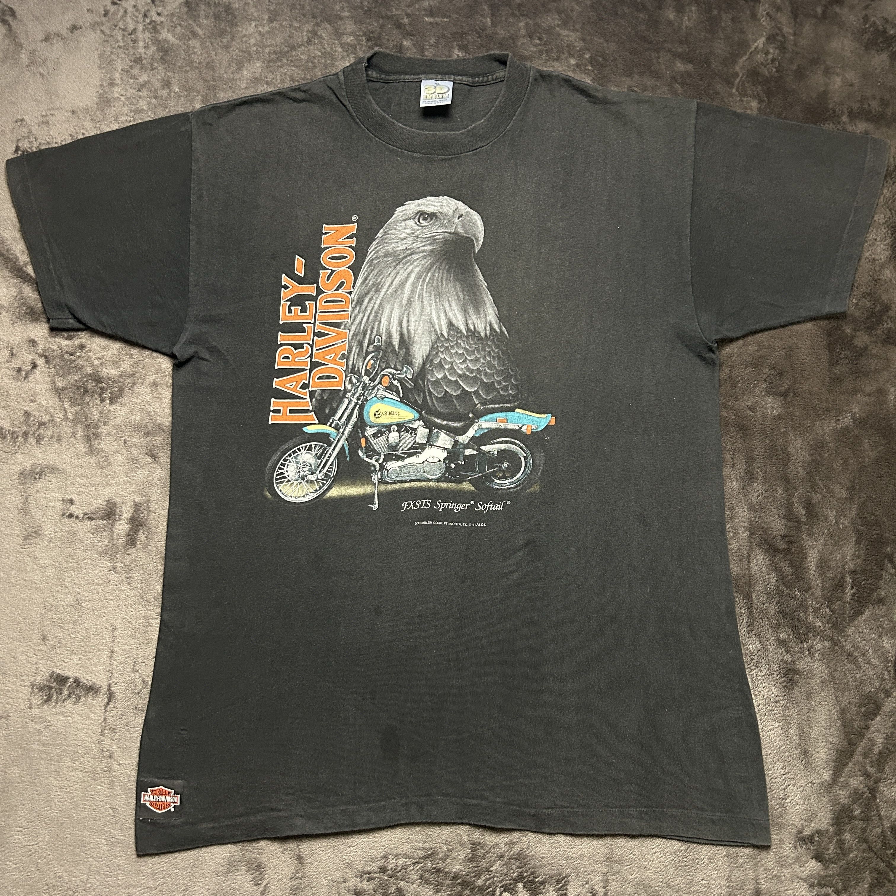 Vintage Harley Davidson Springer Softail 3D Emblem 1991 T-shirt Size US XL / EU 56 / 4 - 1 Thumbnail