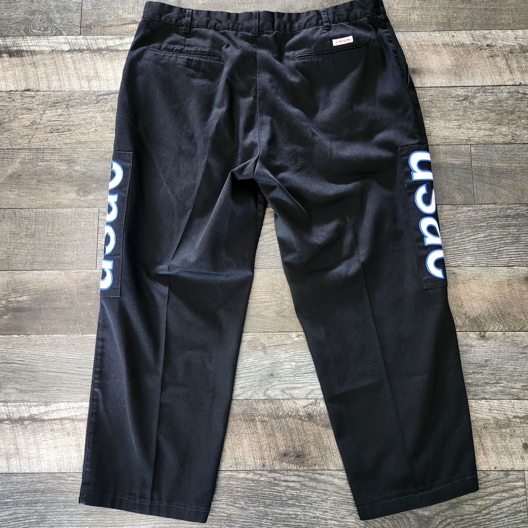 Vintage VINTAGE Simpson Racing Pants Mens 42x28 Black Pleated USAC Embroidered USA Made Pants Size US 36 / EU 52 - 6 Thumbnail